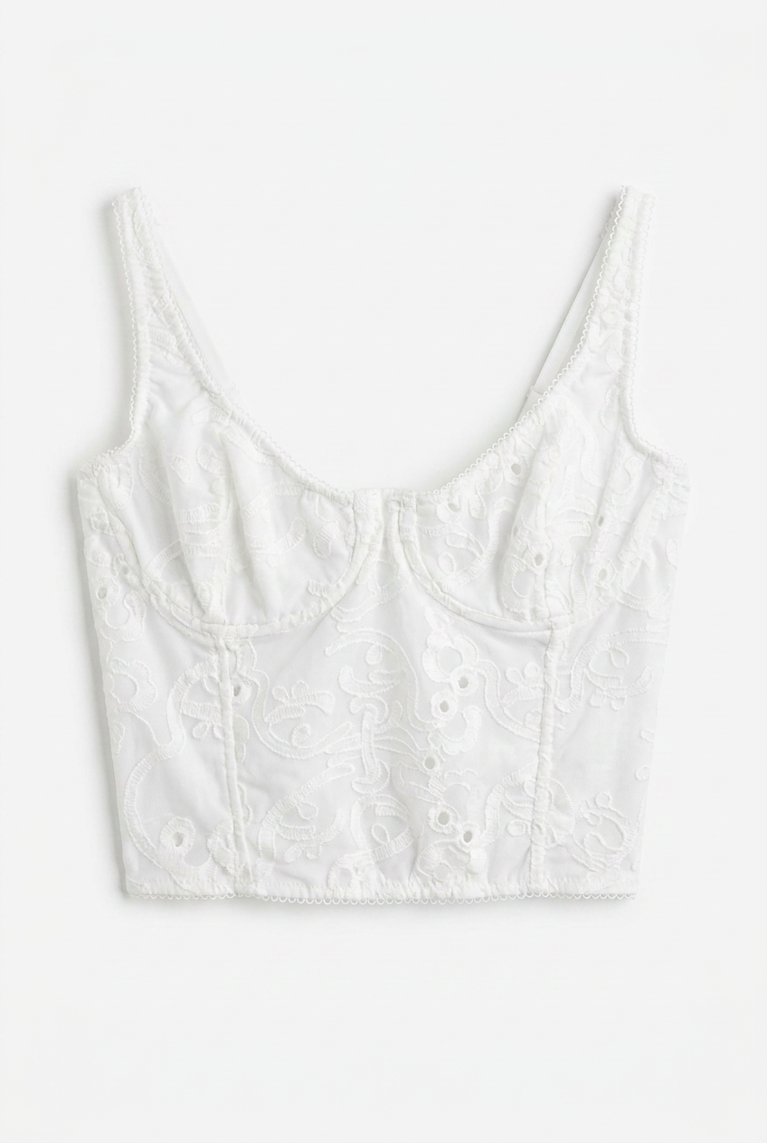 Top Corsetto Ricamato Bianco