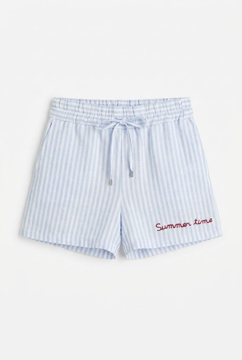 Shorts "Summer Time" a Righe Celeste
