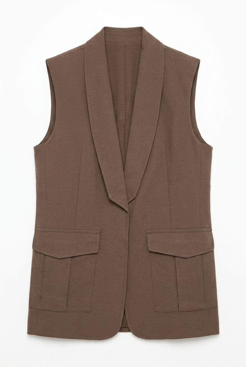 Gilet Lungo in Viscosa e Lino Moro