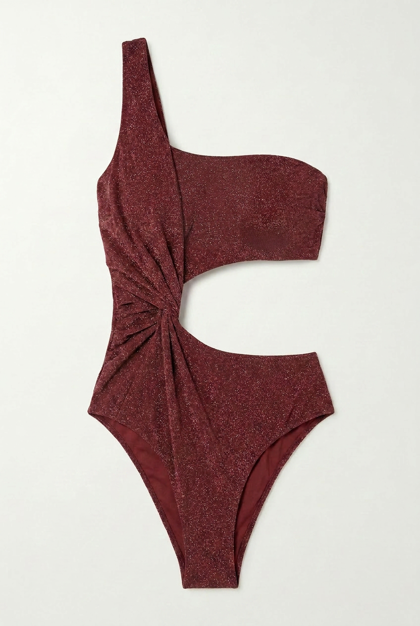 Costume Intero Drappeggiato Lurex Amaranto