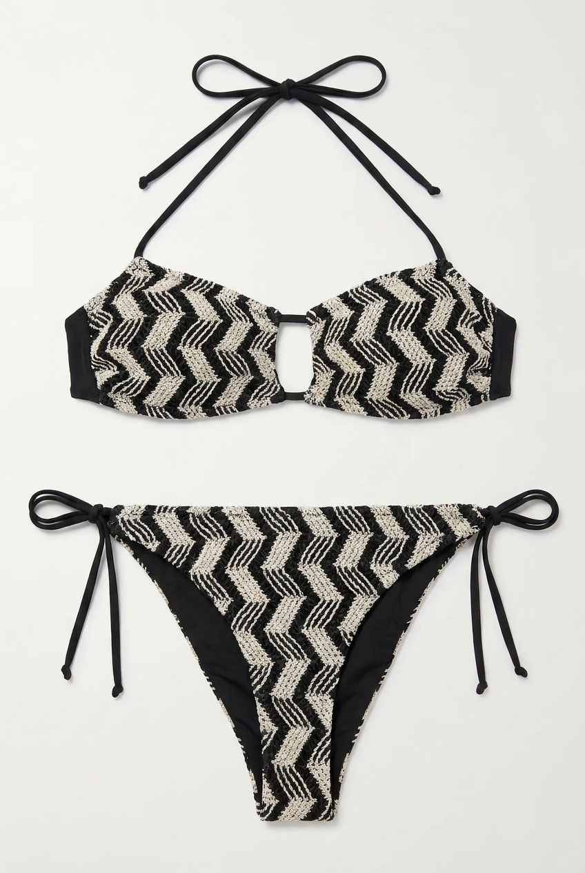 Bikini a Fascia Maglia Bianco/Nero
