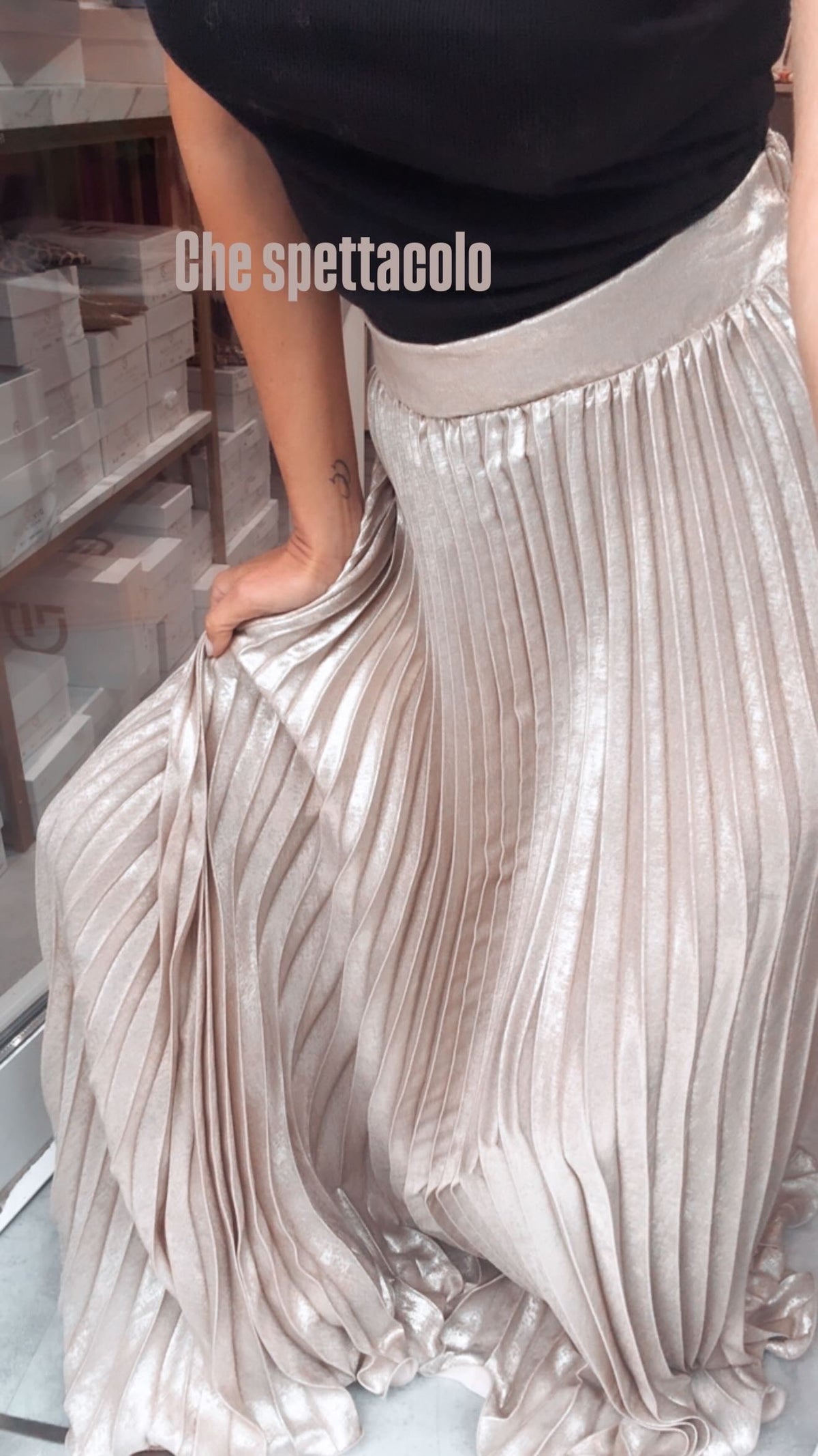 Gonna Lunga Pieghe Platino D'ELLE