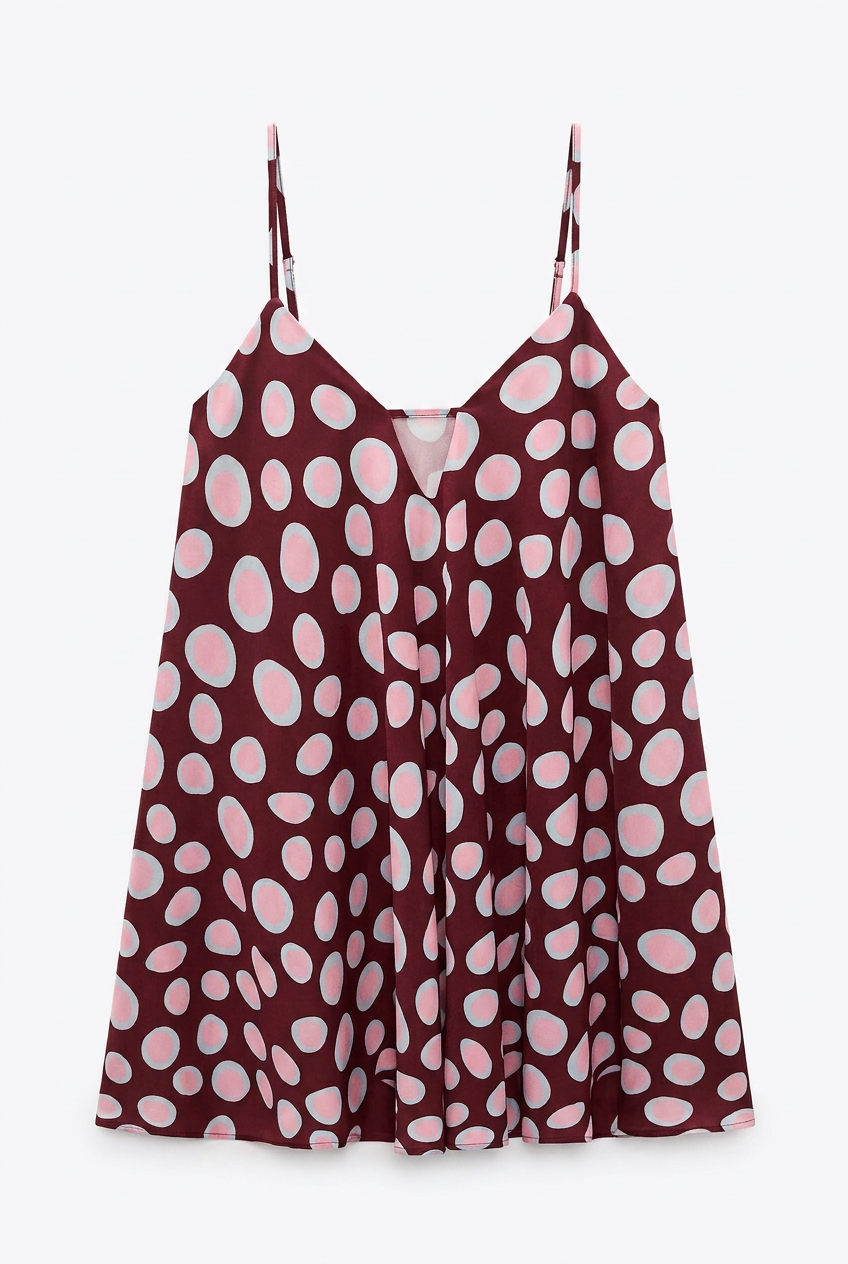 Top a Pois con Spalline Bordeaux