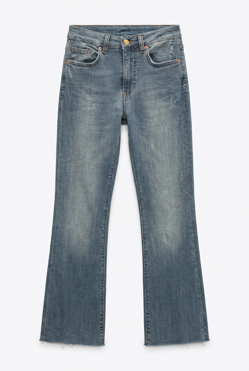 Jeans Flare con Fondo Sfrangiato