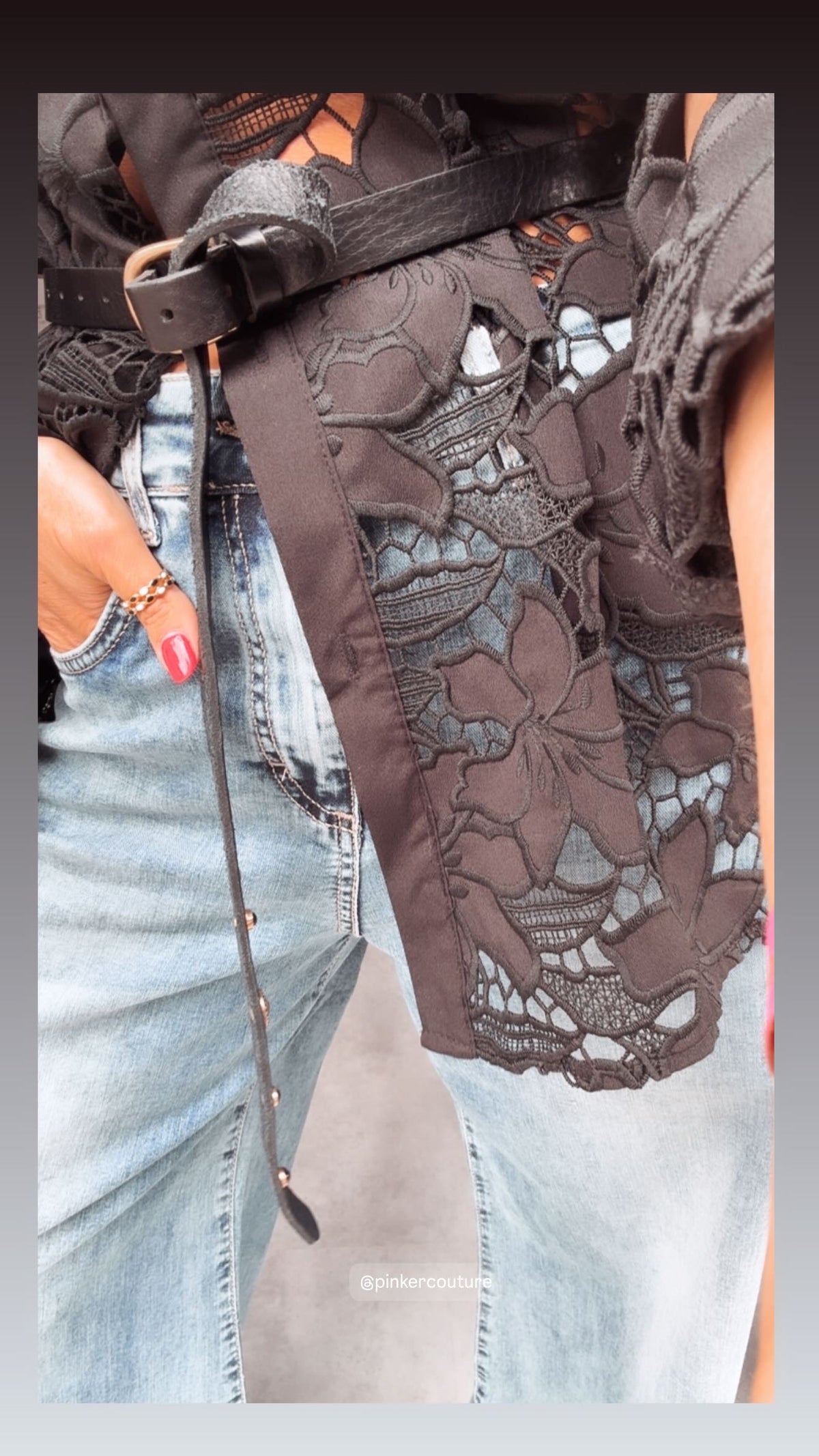 Camicia Traforata Fiori Nera ODI ODI