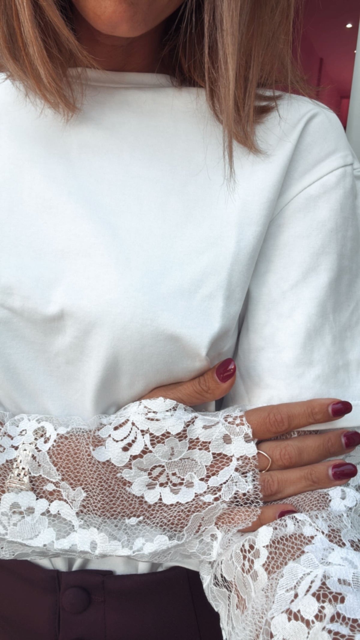 T-shirt Manica Pizzo Bianca