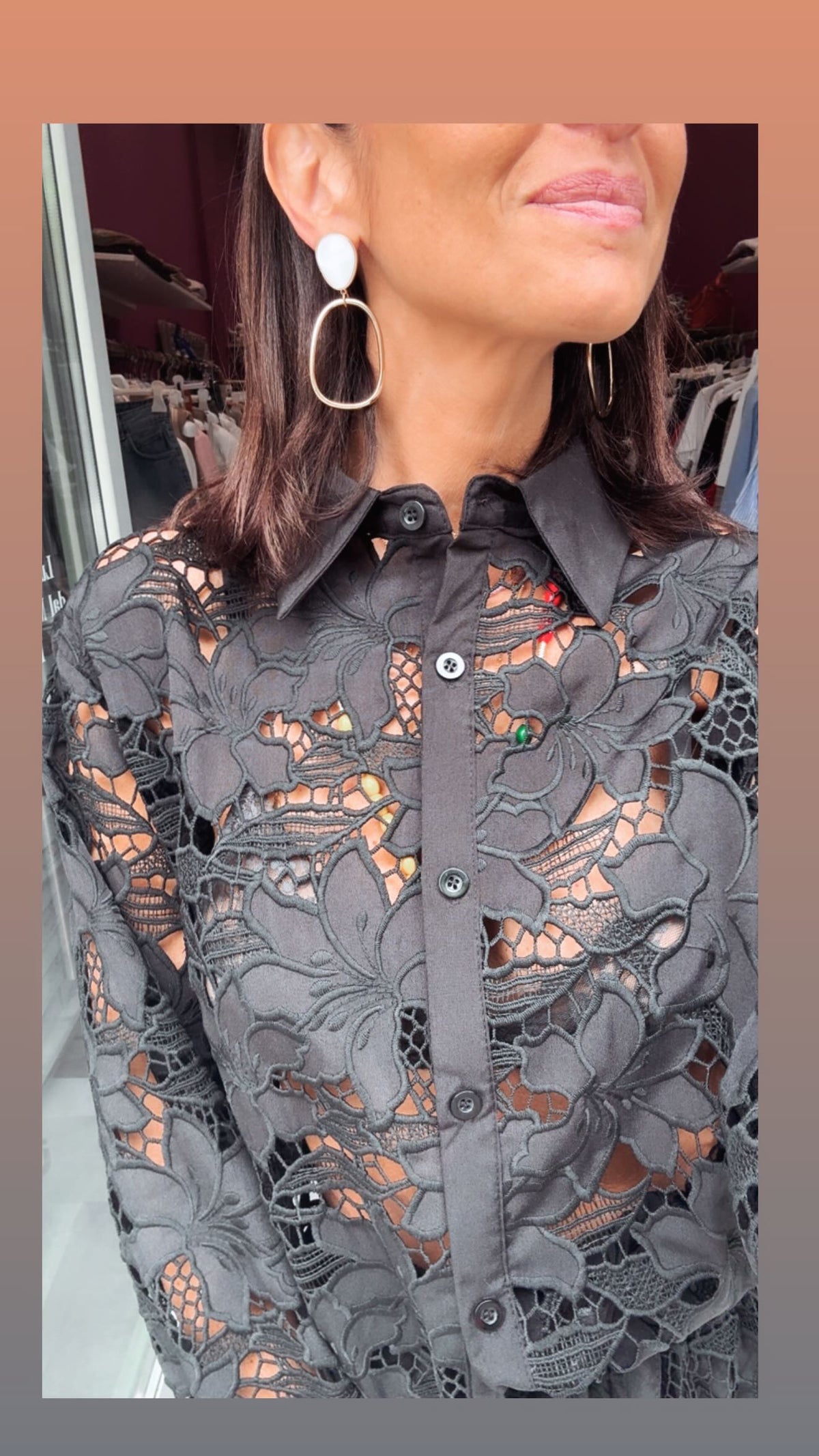 Camicia Traforata Fiori Nera ODI ODI