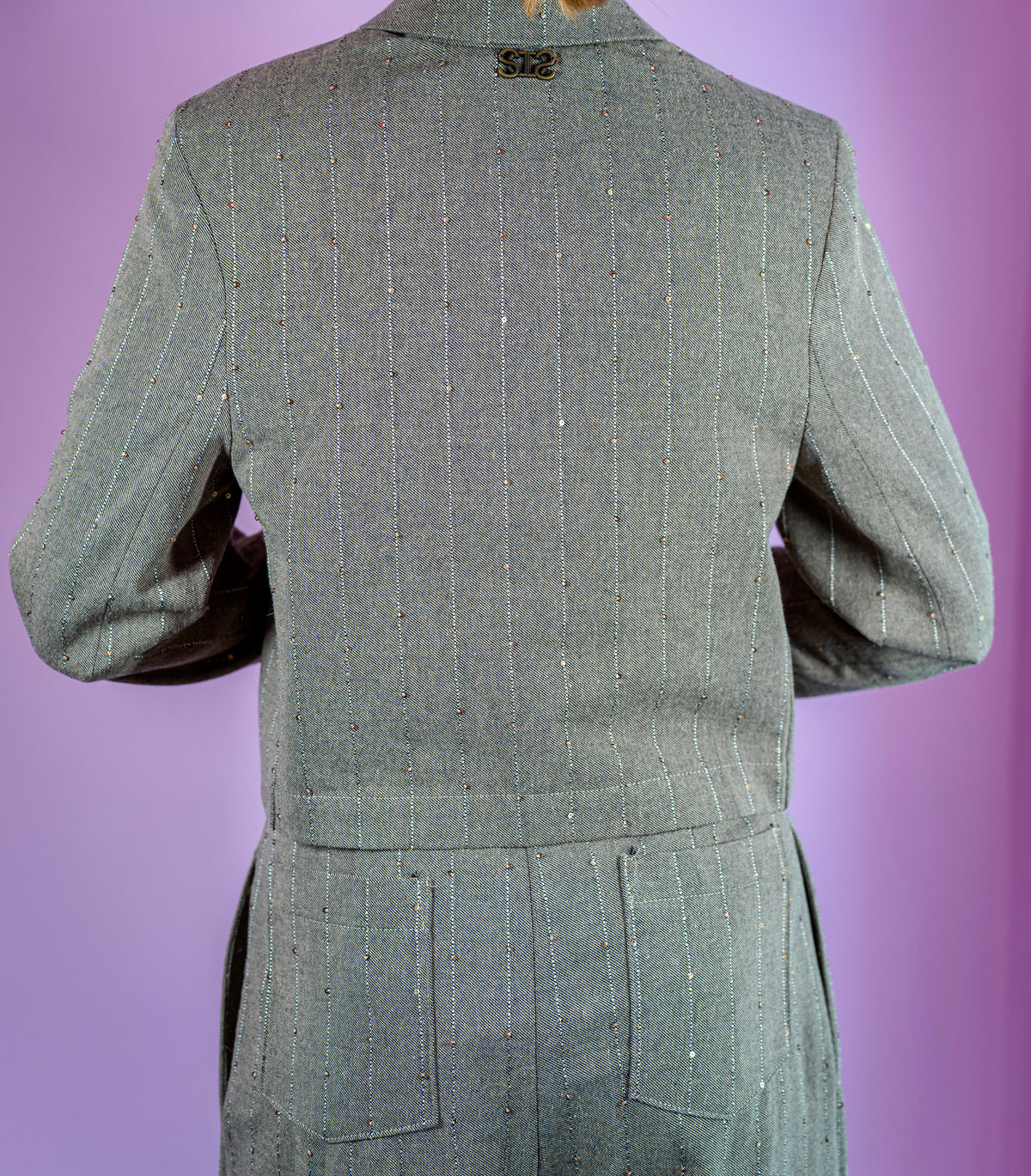 Giacca Crpped Cammello Gessata