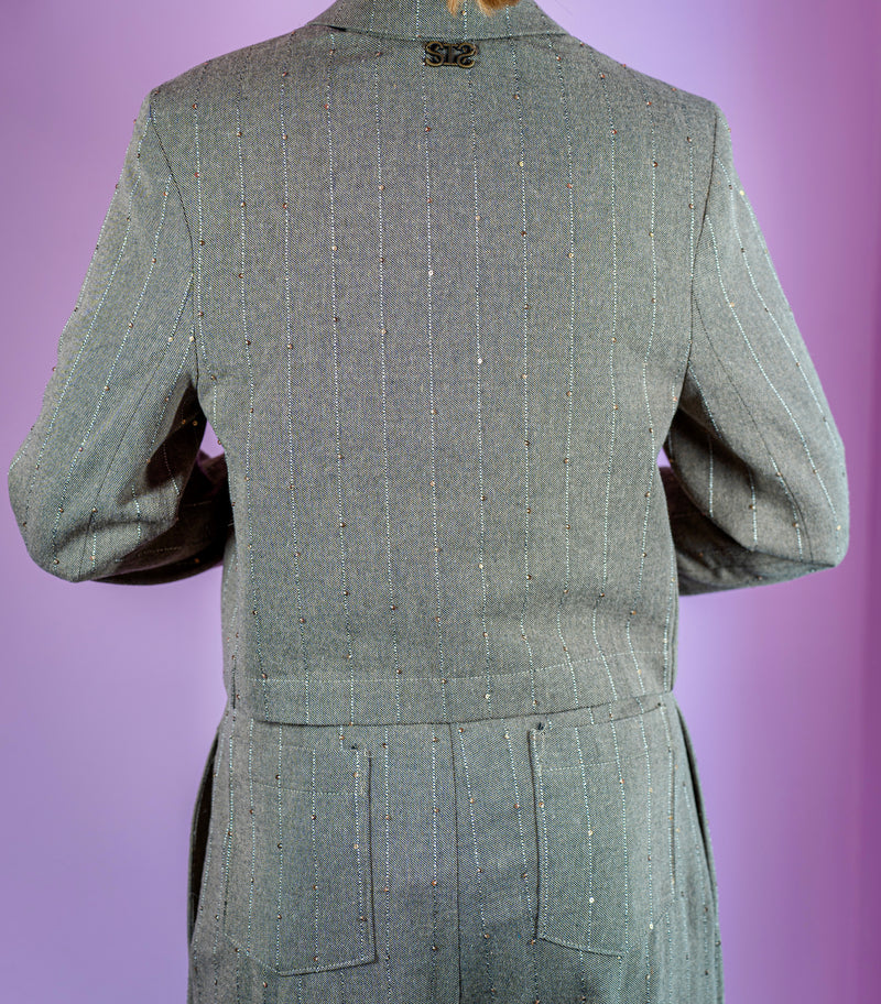 Giacca Crpped Cammello Gessata