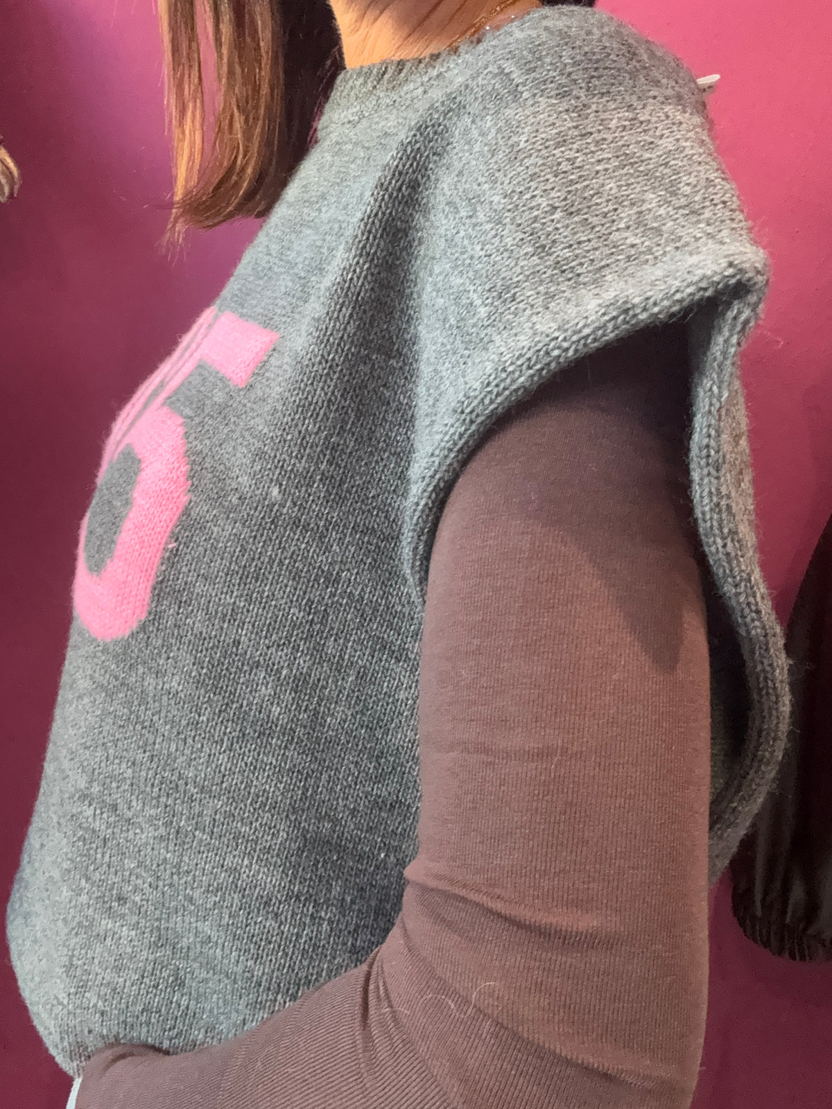 Gilet Antracite Rosa Lana N5 TENSIONE IN