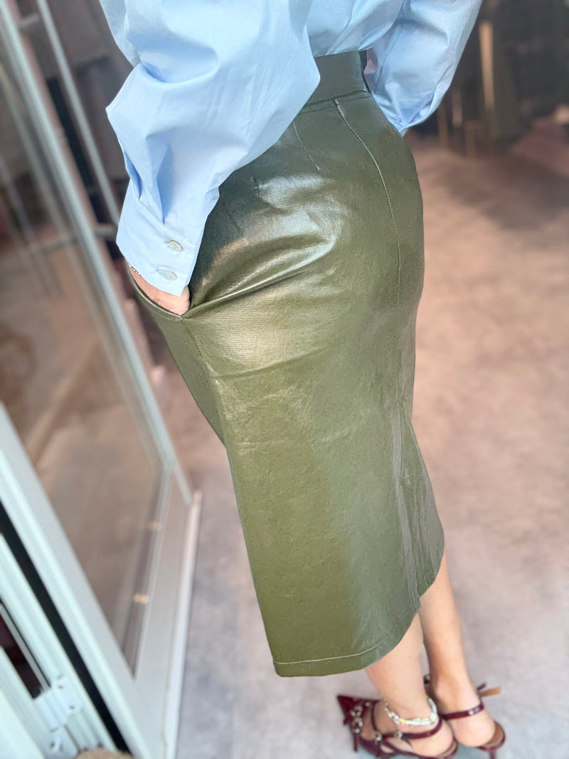 Longuette Ecopelle Verde Bottiglia