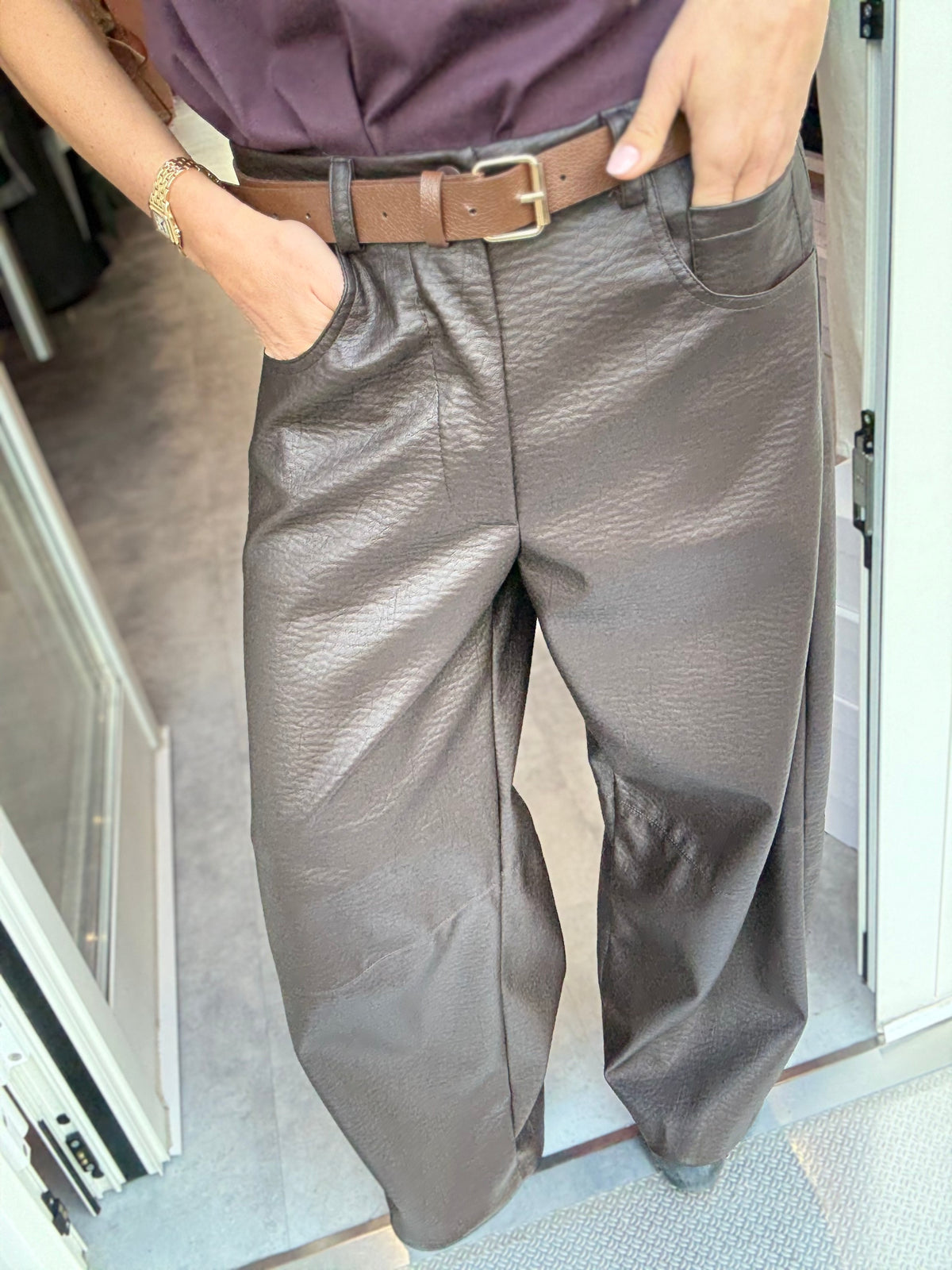 Pantalone Baloon Ecopelle Moro