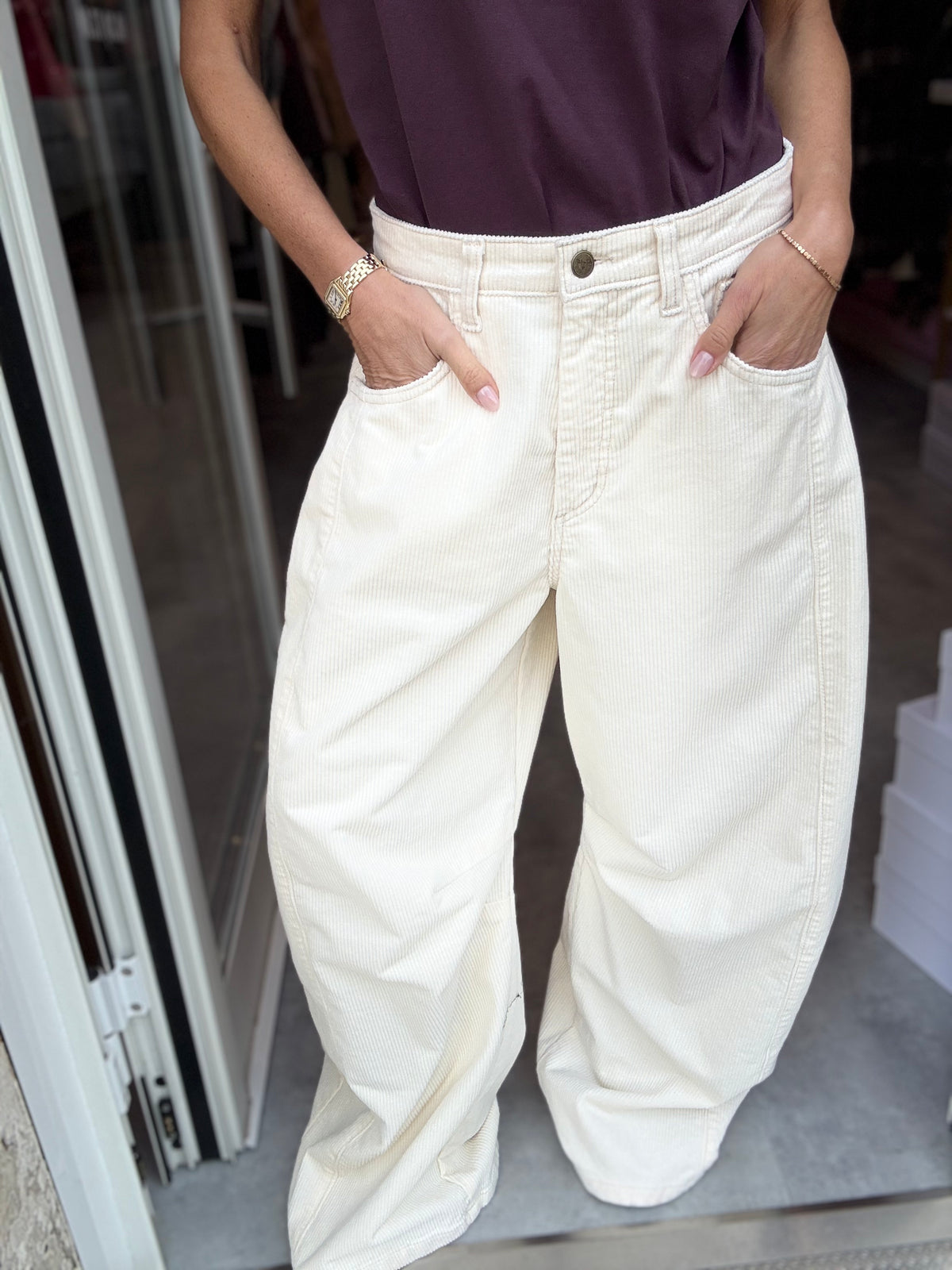 PANTALONE VELLUTO LATTE