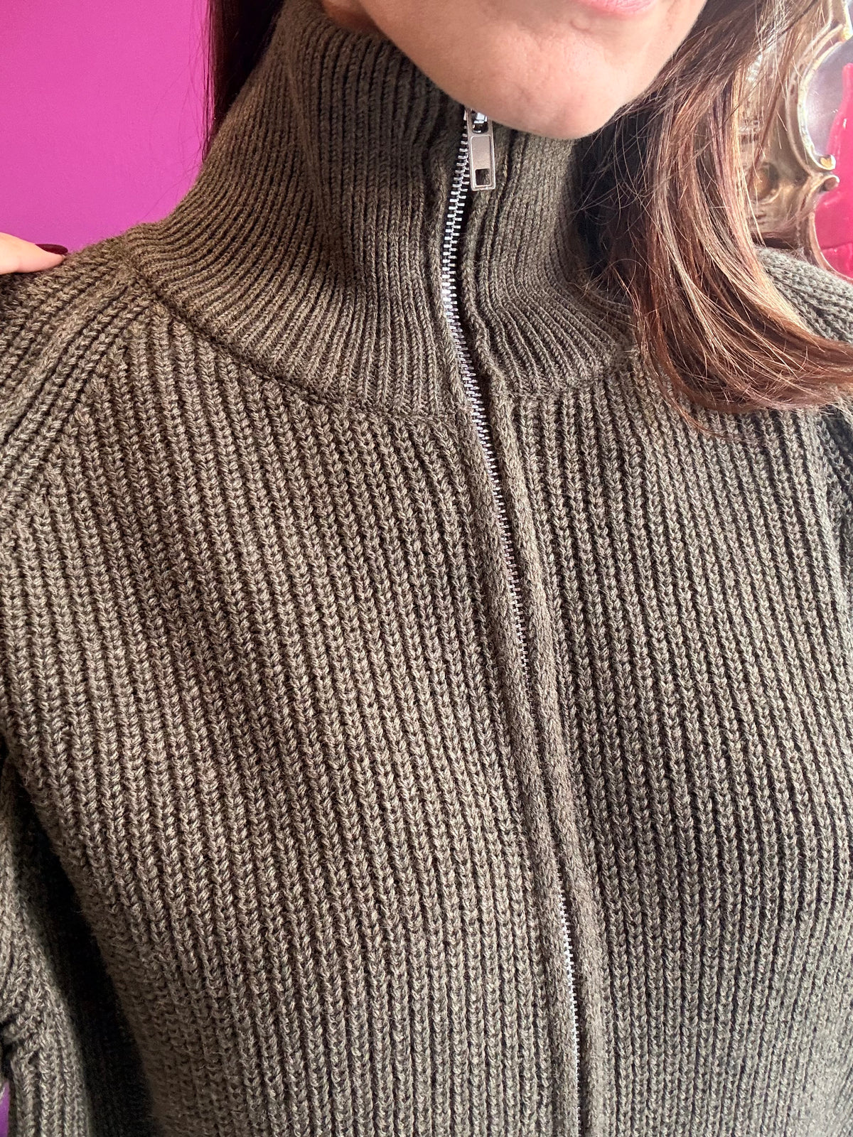 HAVEONE MAGLIA ZIP COLLO ALTO MILITARE