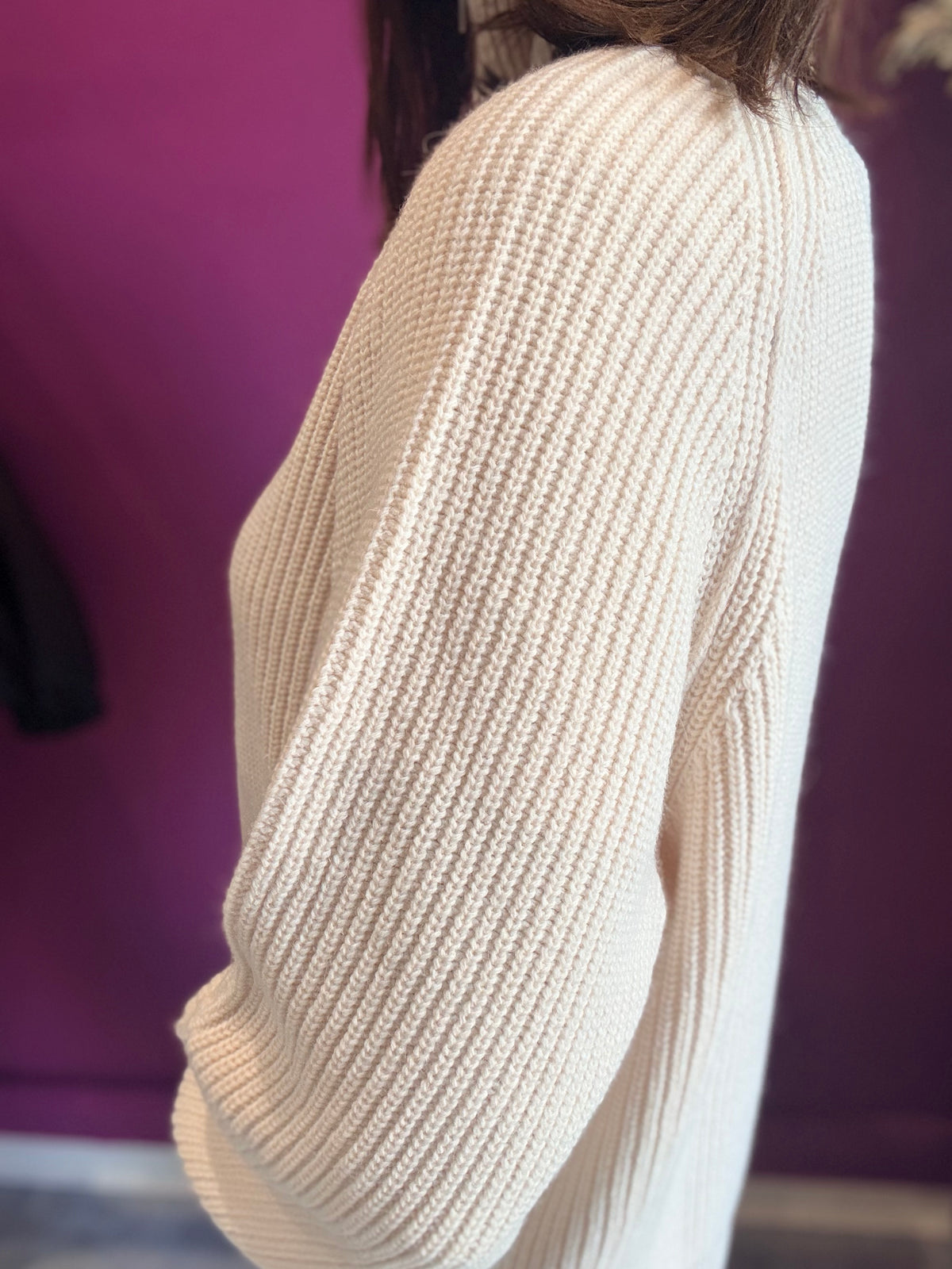 HAVEONE MAGLIA ZIP COLLO ALTO PANNA