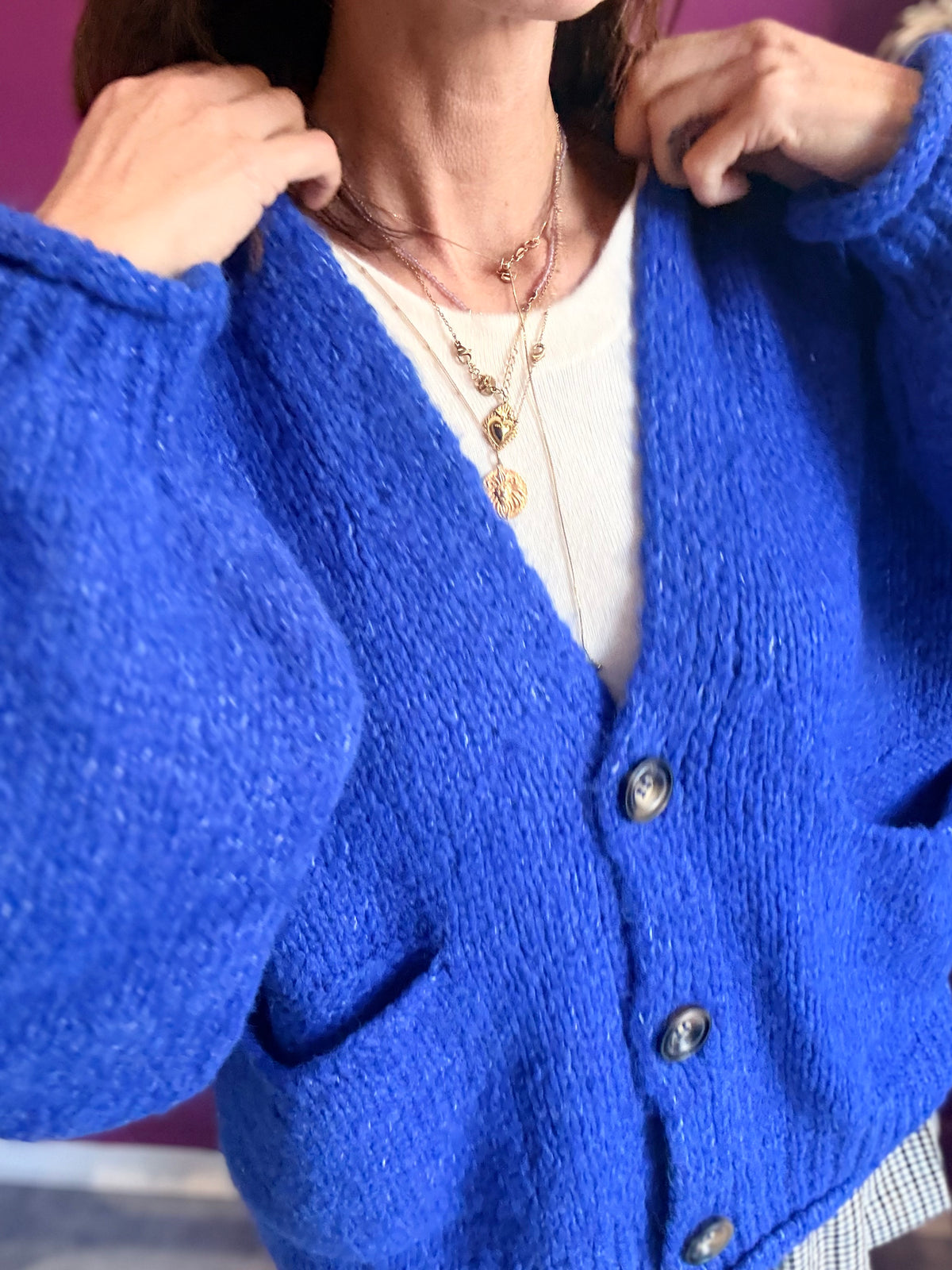 HAVEONE CARDIGAN MAXI BLUE ELETTRICO