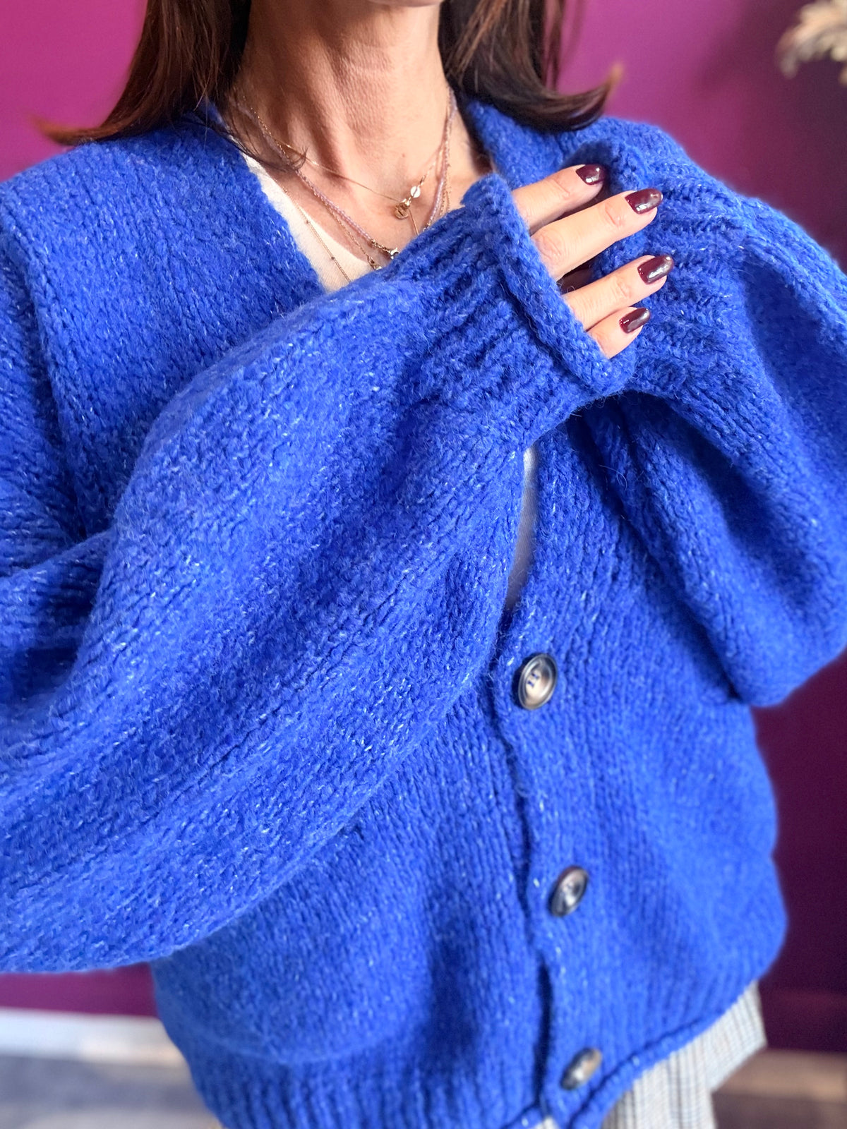 HAVEONE CARDIGAN MAXI BLUE ELETTRICO