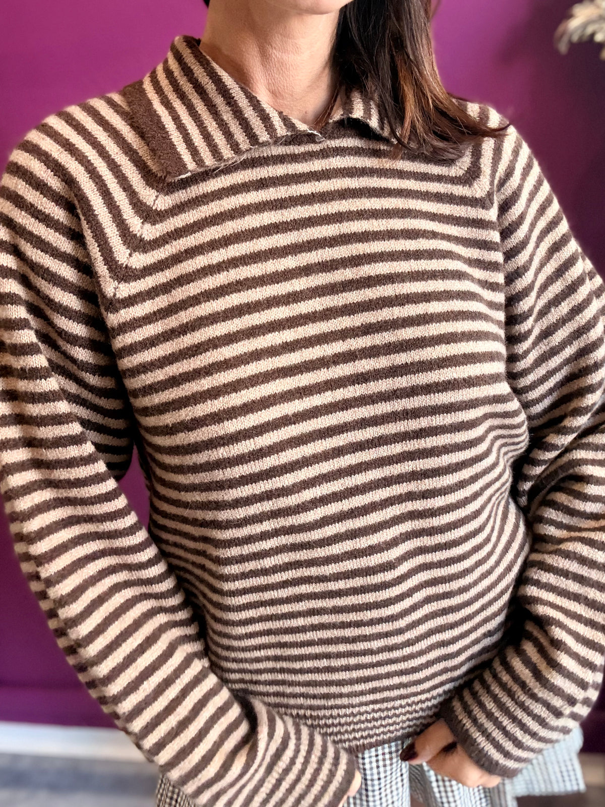 HAVEONE MAGLIA RIGHE CAPPUCCINO & CIOCCOLATO
