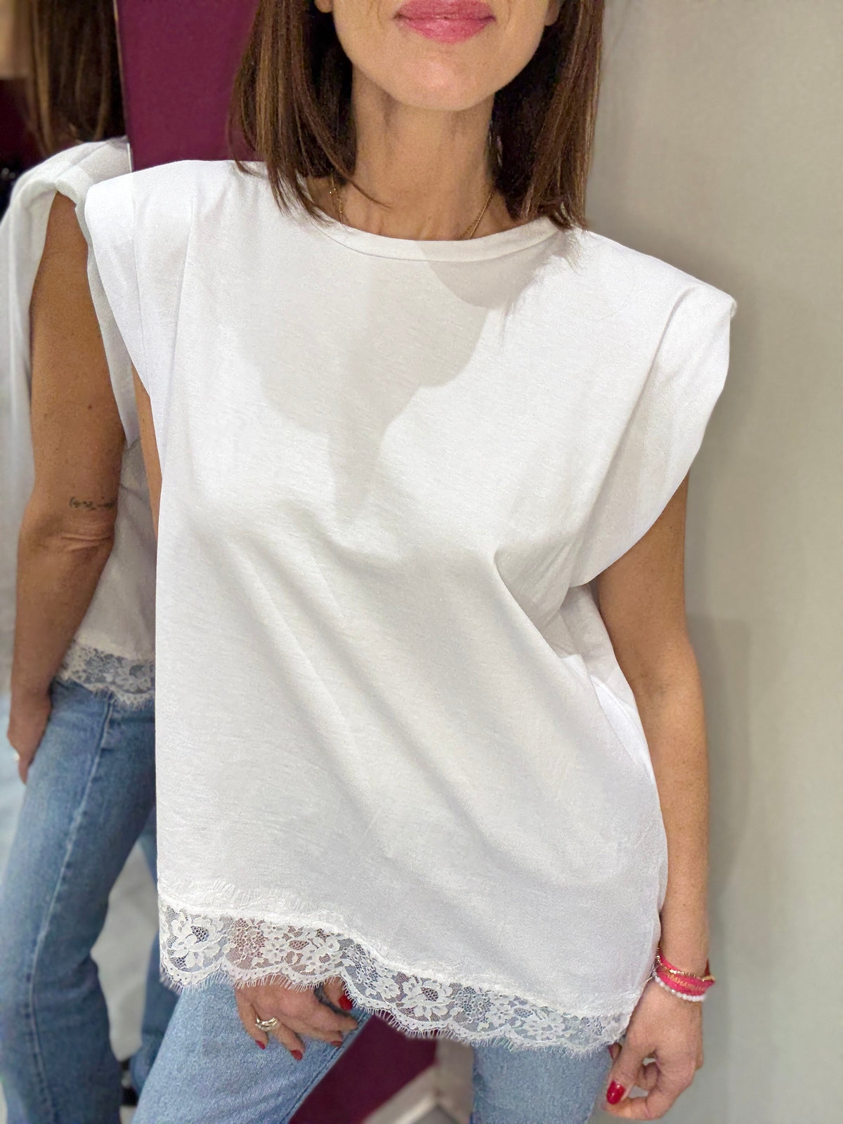 Top Bianco PHILIA LOFT Manica Imbottita