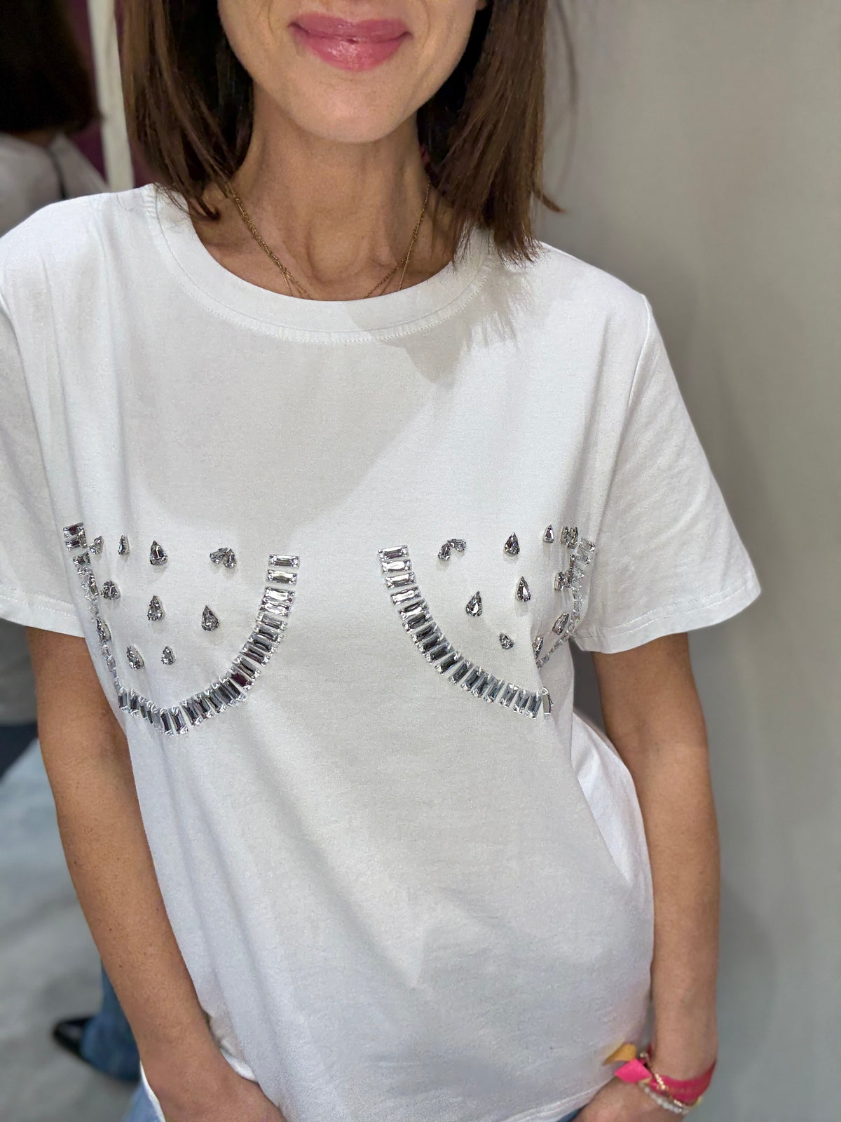 T-shirt Bianca con Cristalli ANNAROCK MILANO