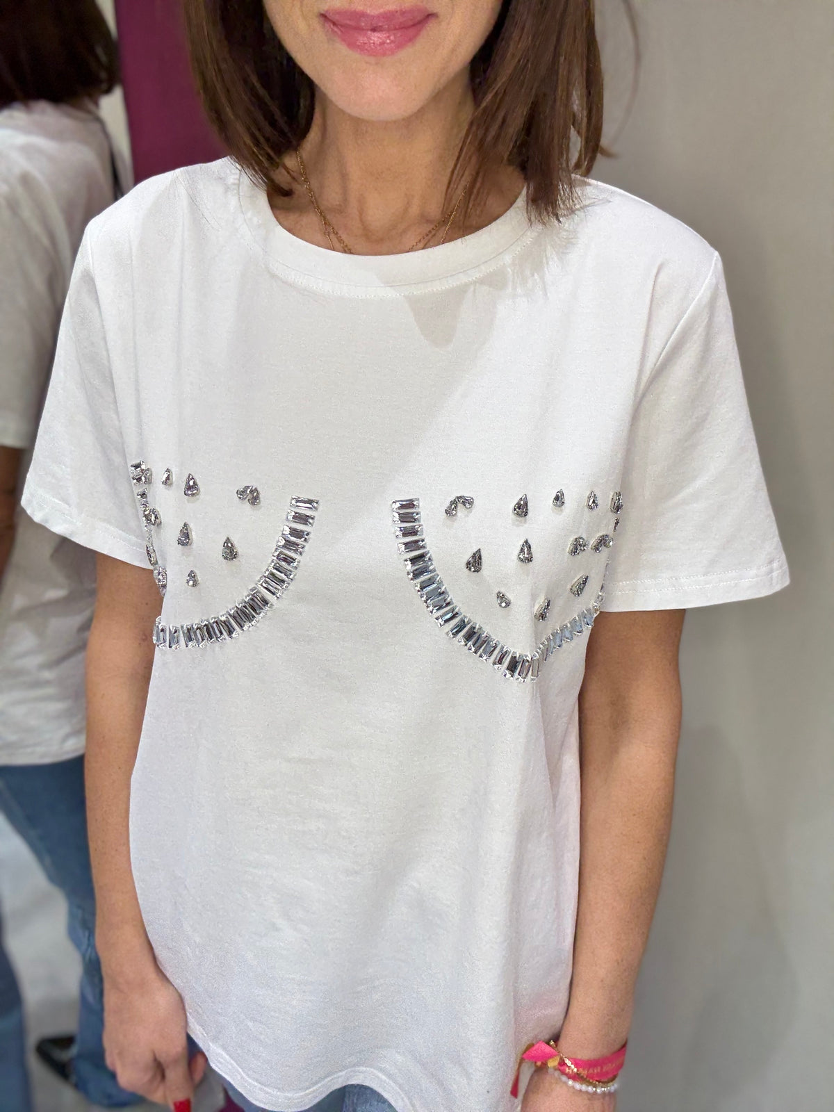 T-shirt Bianca con Cristalli ANNAROCK MILANO