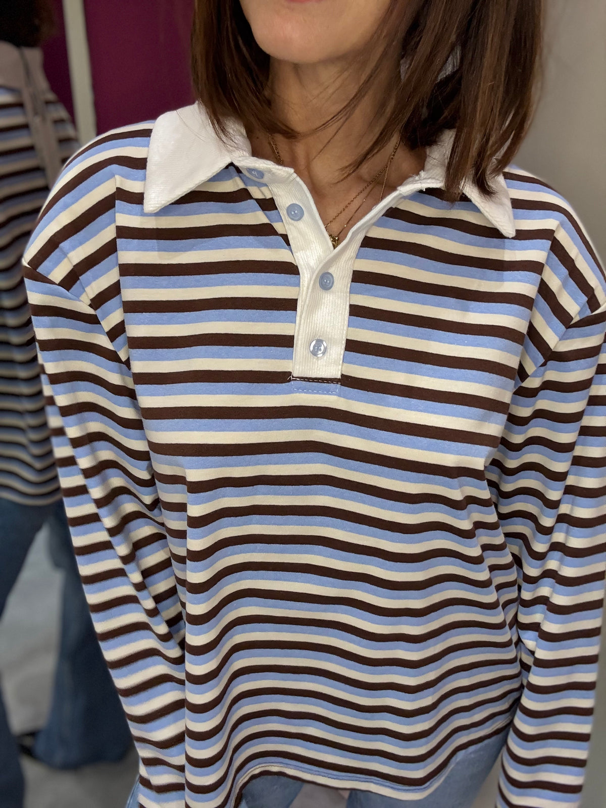 Polo Righe Marrone & Azzurro PHILIA LOFT