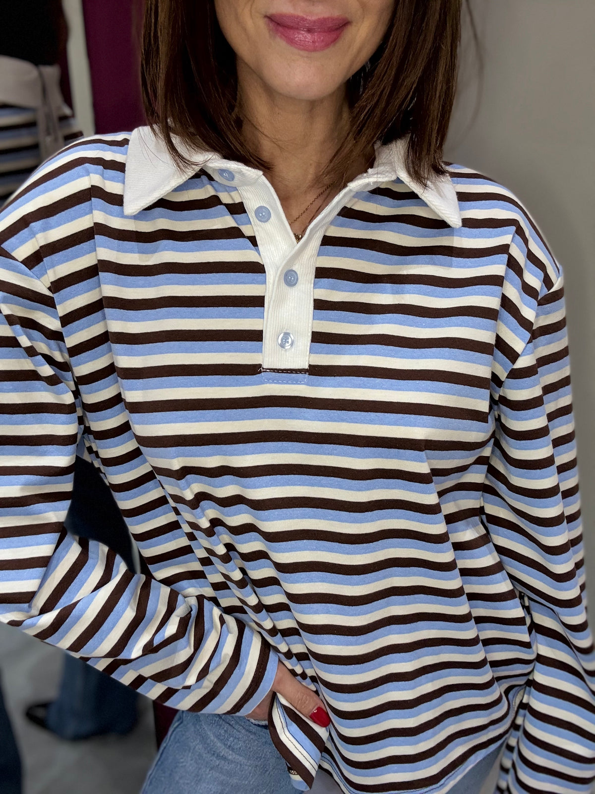 Polo Righe Marrone & Azzurro PHILIA LOFT