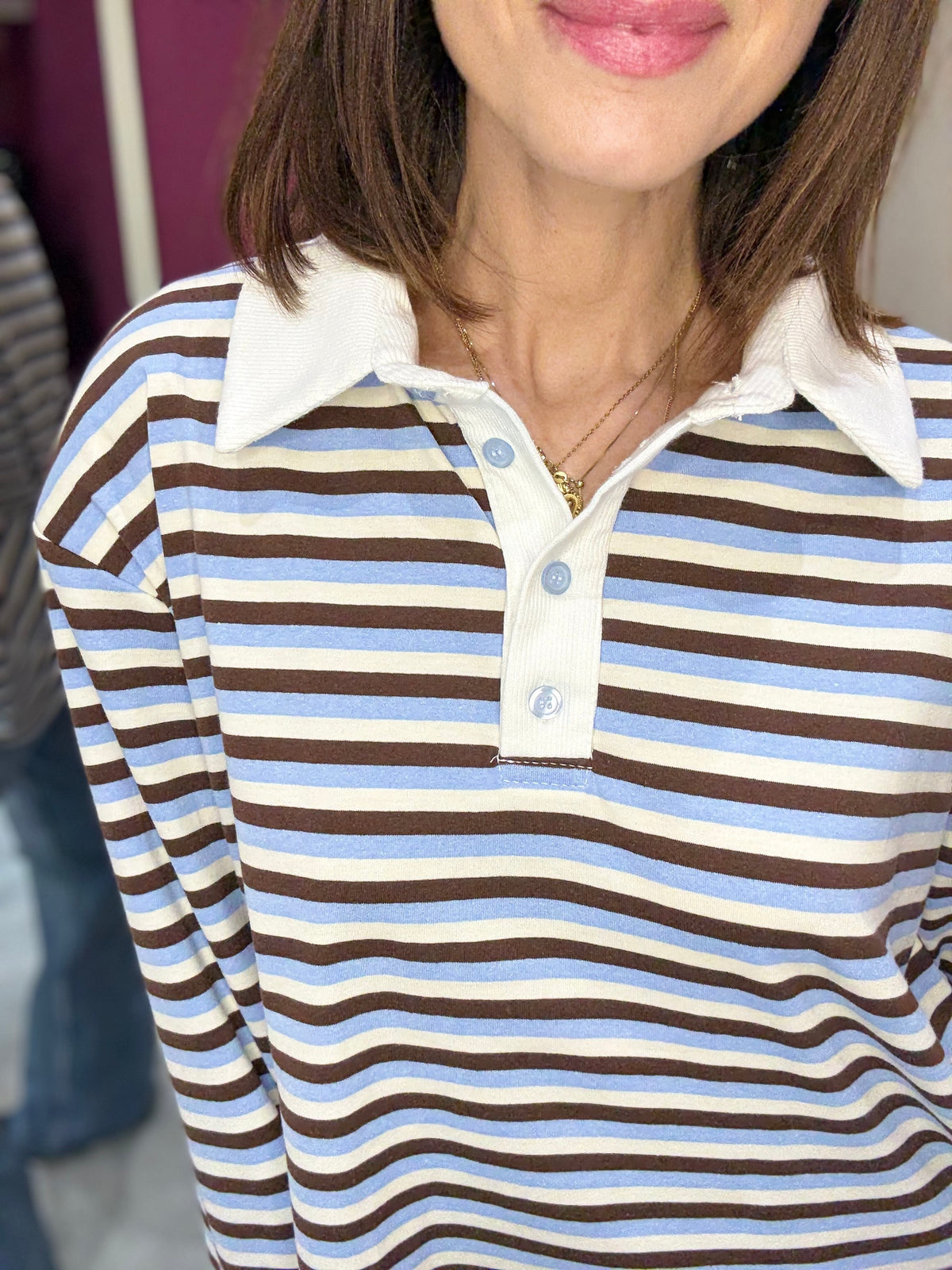 Polo Righe Marrone & Azzurro PHILIA LOFT