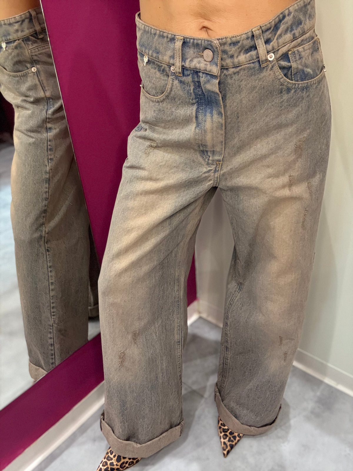 Jeans Palazzo Sabbiato Rosa PHILIA LOFT