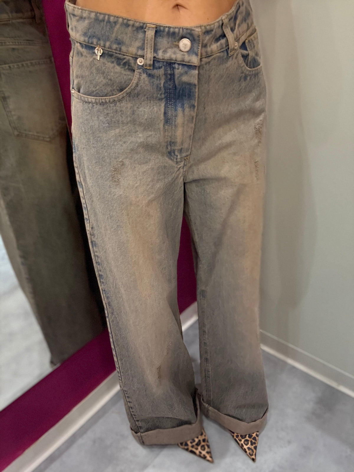 Jeans Palazzo Sabbiato Rosa PHILIA LOFT