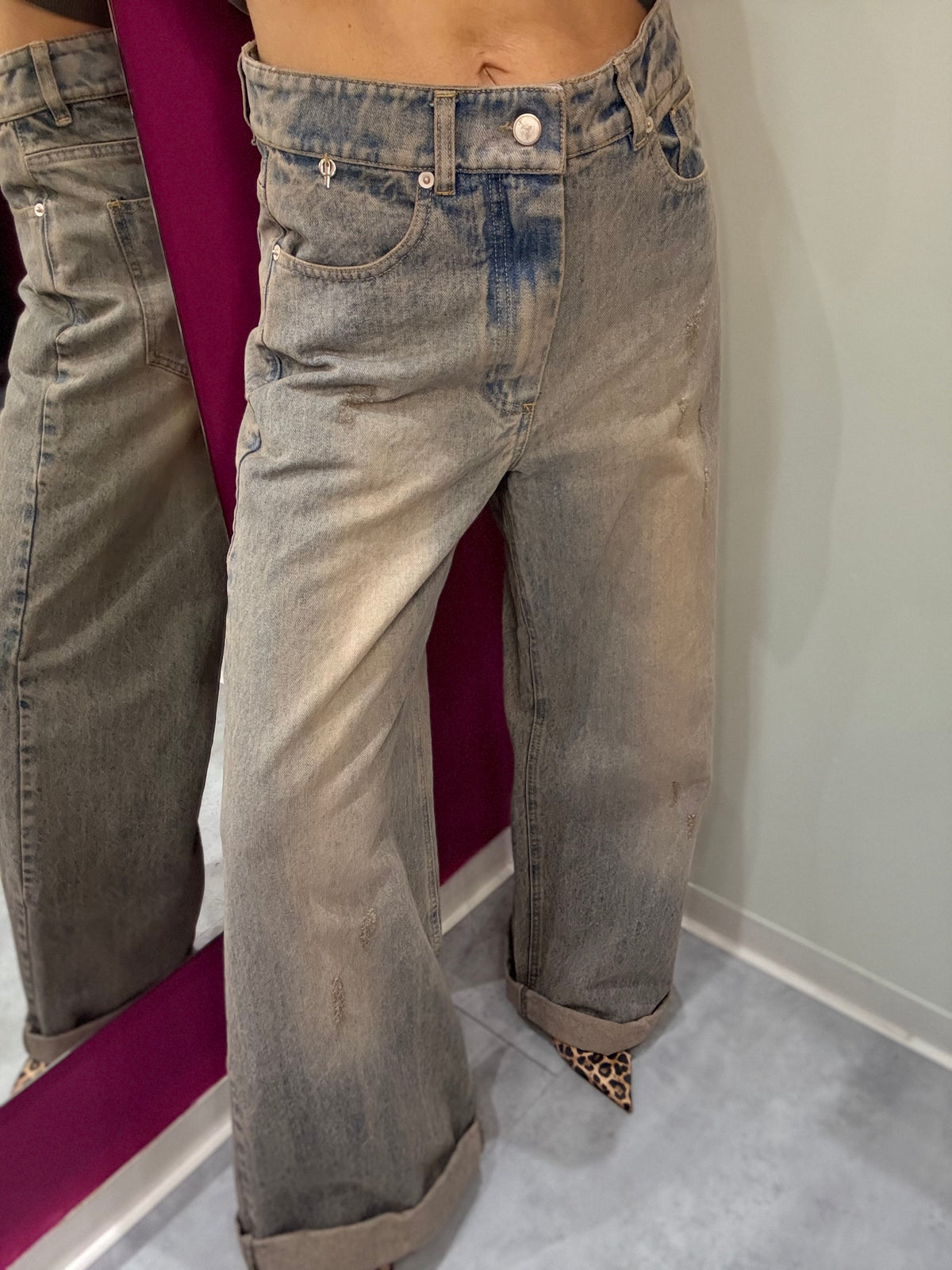 Jeans Palazzo Sabbiato Rosa PHILIA LOFT