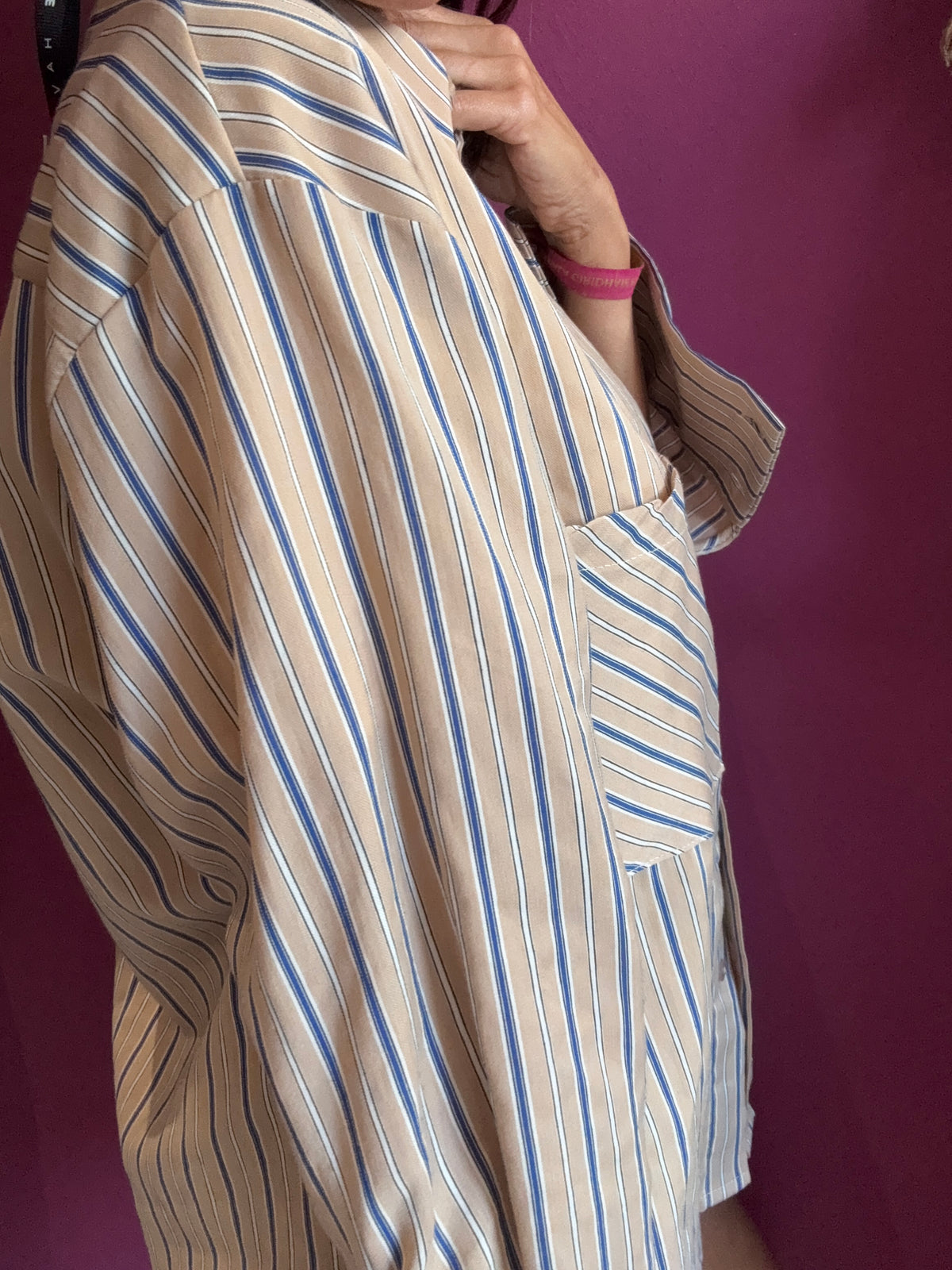 HAVEONE CAMICIA RIGHE BEIGE & BLU