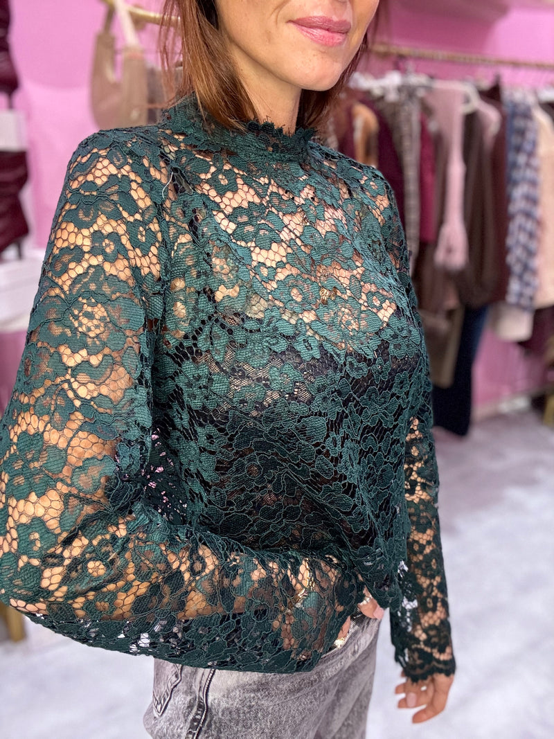 Blusa Pizzo Verde Gucci