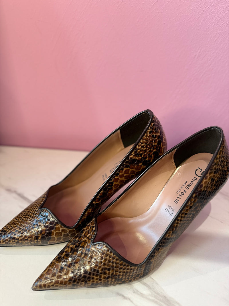 Decolletè Pitone Marrone