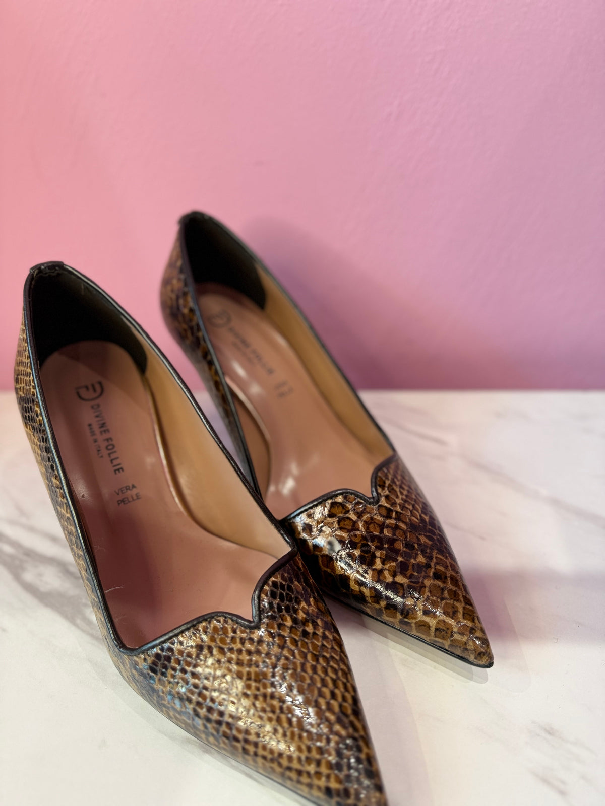 Decolletè Pitone Marrone