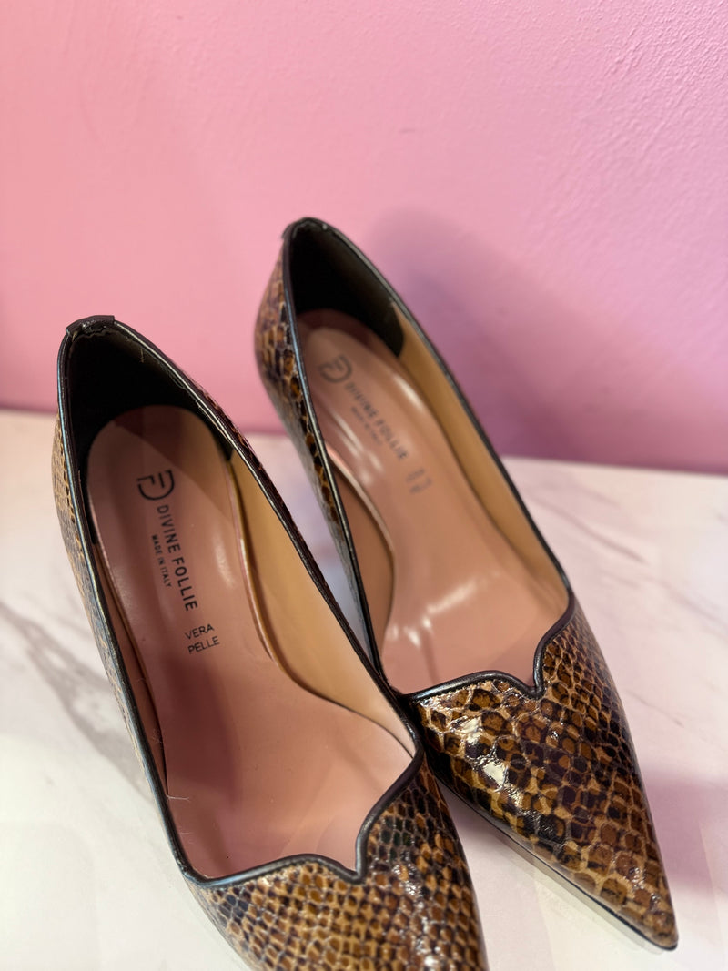 Decolletè Pitone Marrone