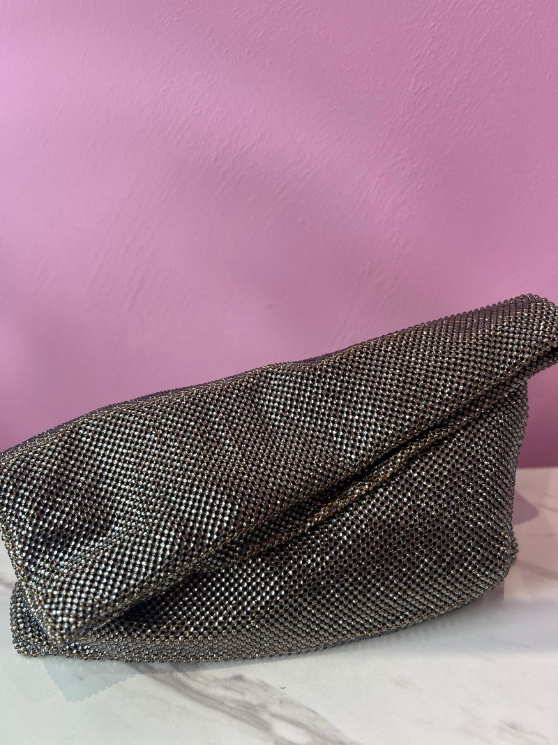 Pouch Bag Cristalli Argento