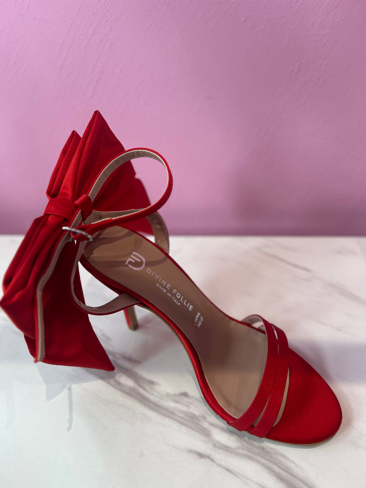 Sandalo Rosso Raso Fiocco