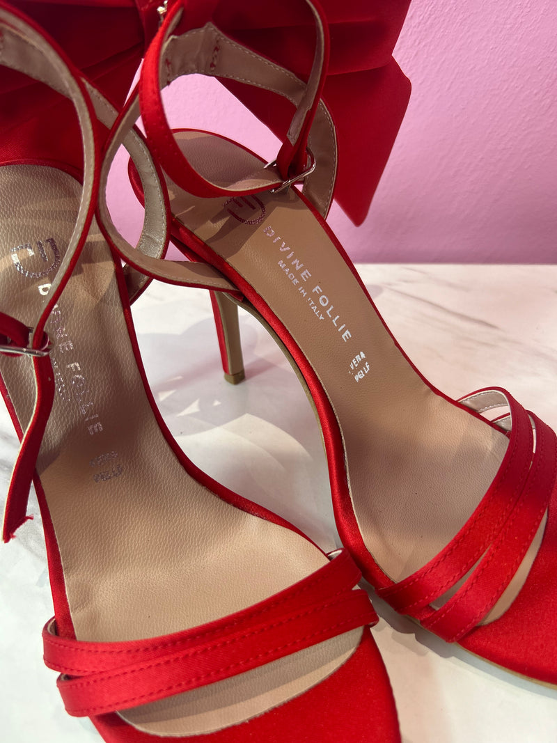 Sandalo Rosso Raso Fiocco
