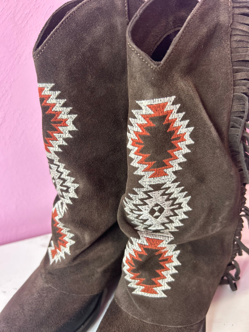 Texano Camoscio Moro Ricami