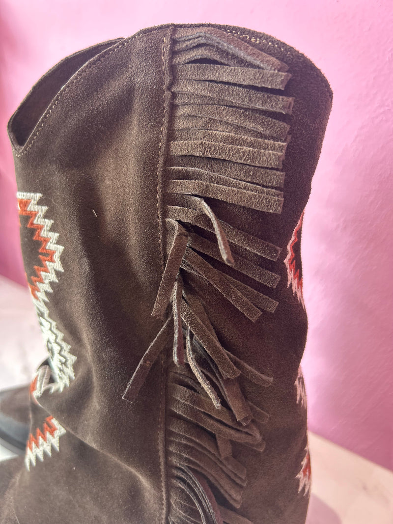 Texano Camoscio Moro Ricami
