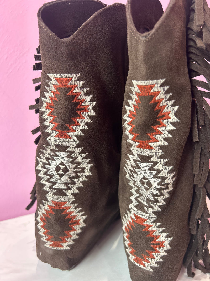 Texano Camoscio Moro Ricami