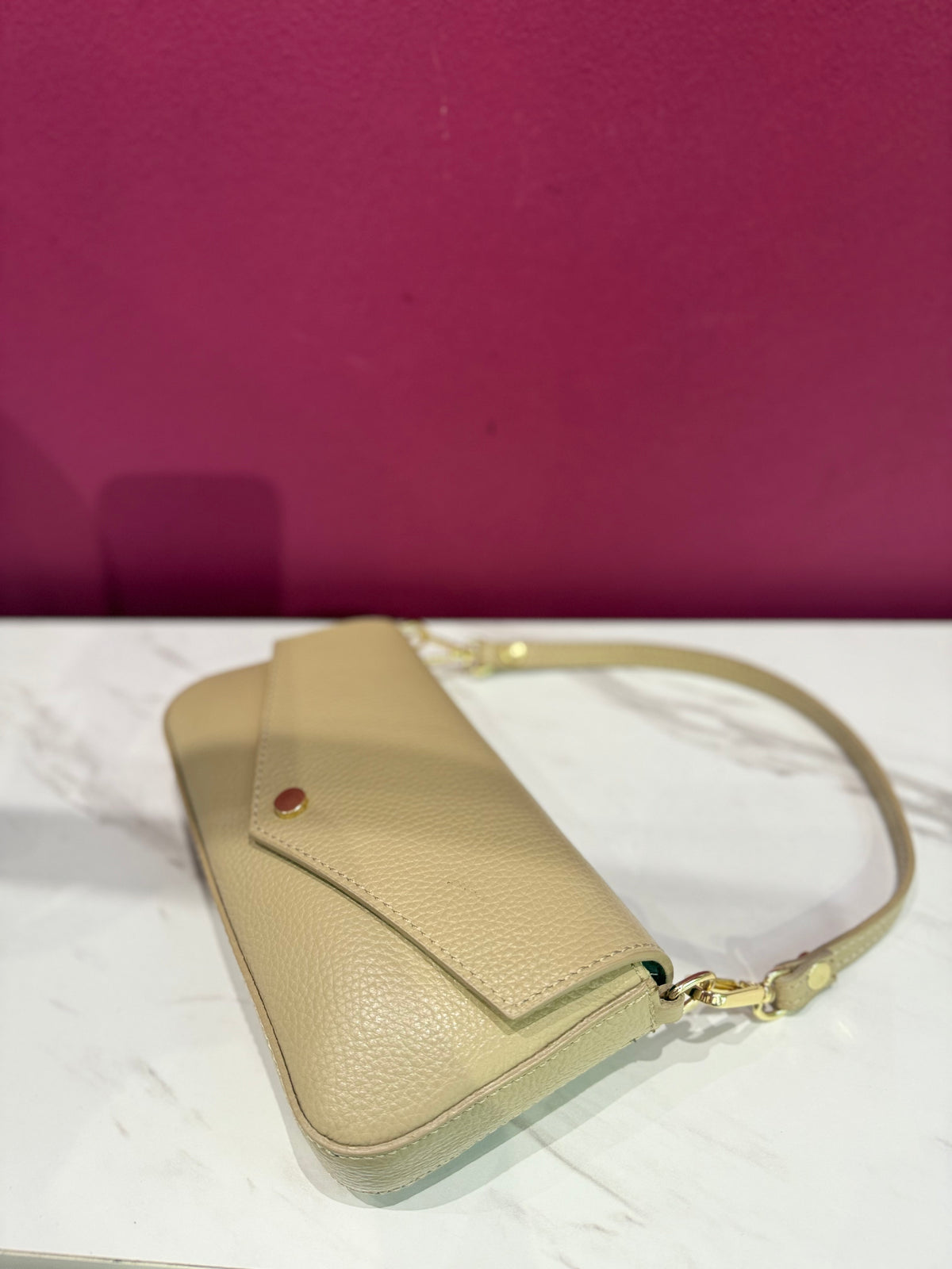 Borsa Baguette Mini Pelle Gesso JUDIVA