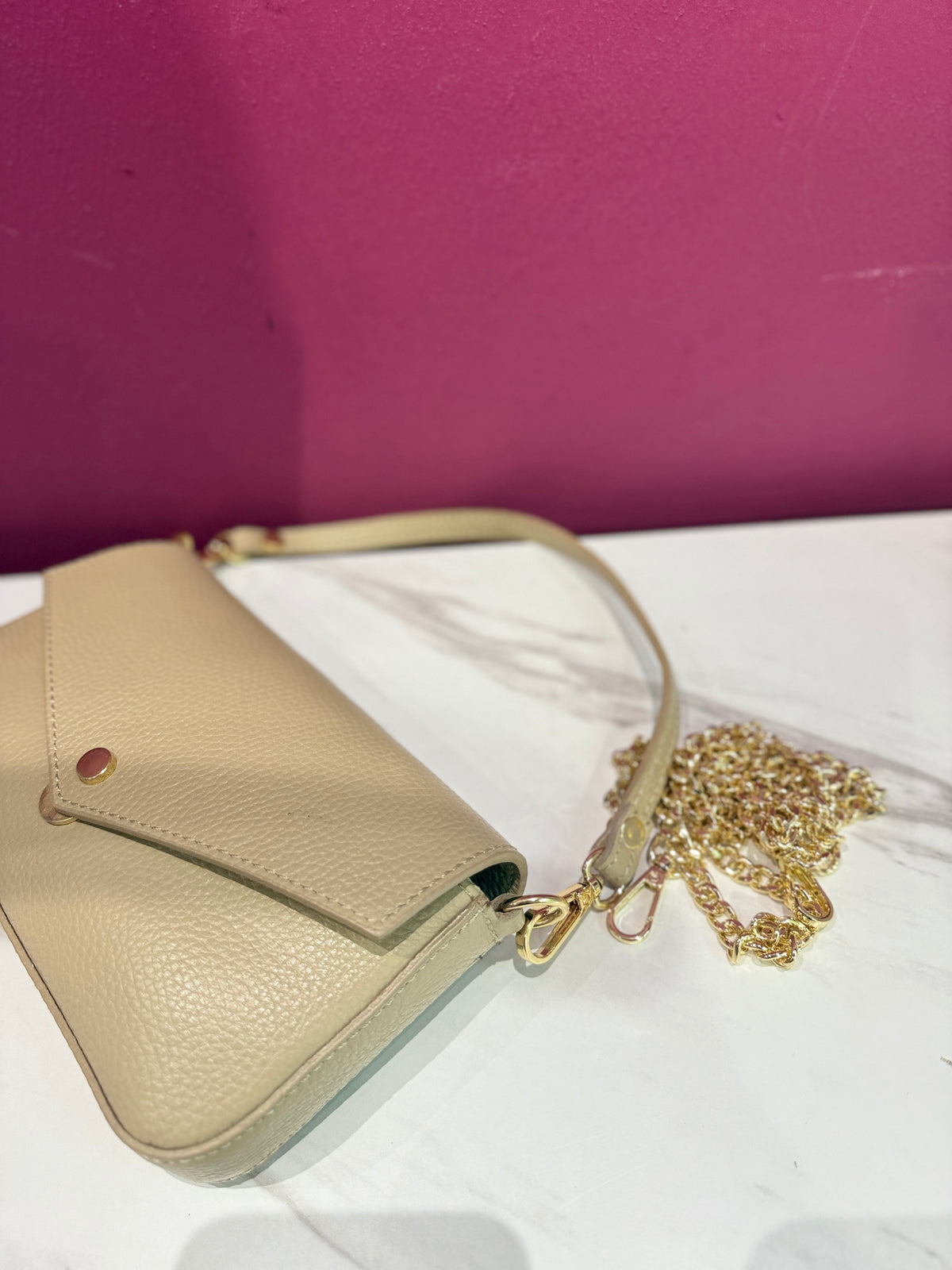 Baguette Mini Pelle Beige JUDIVA