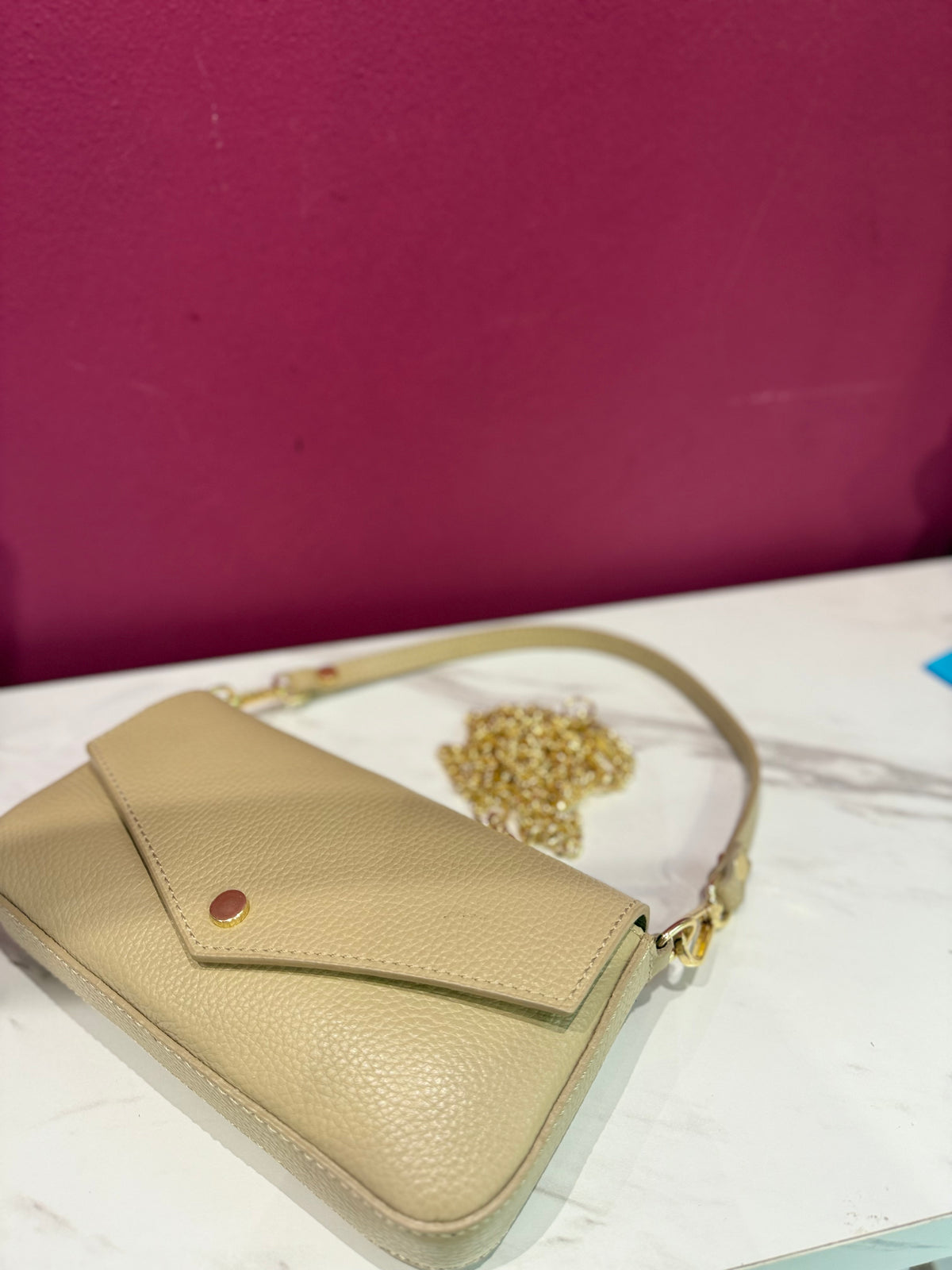 Borsa Baguette Mini Pelle Gesso JUDIVA