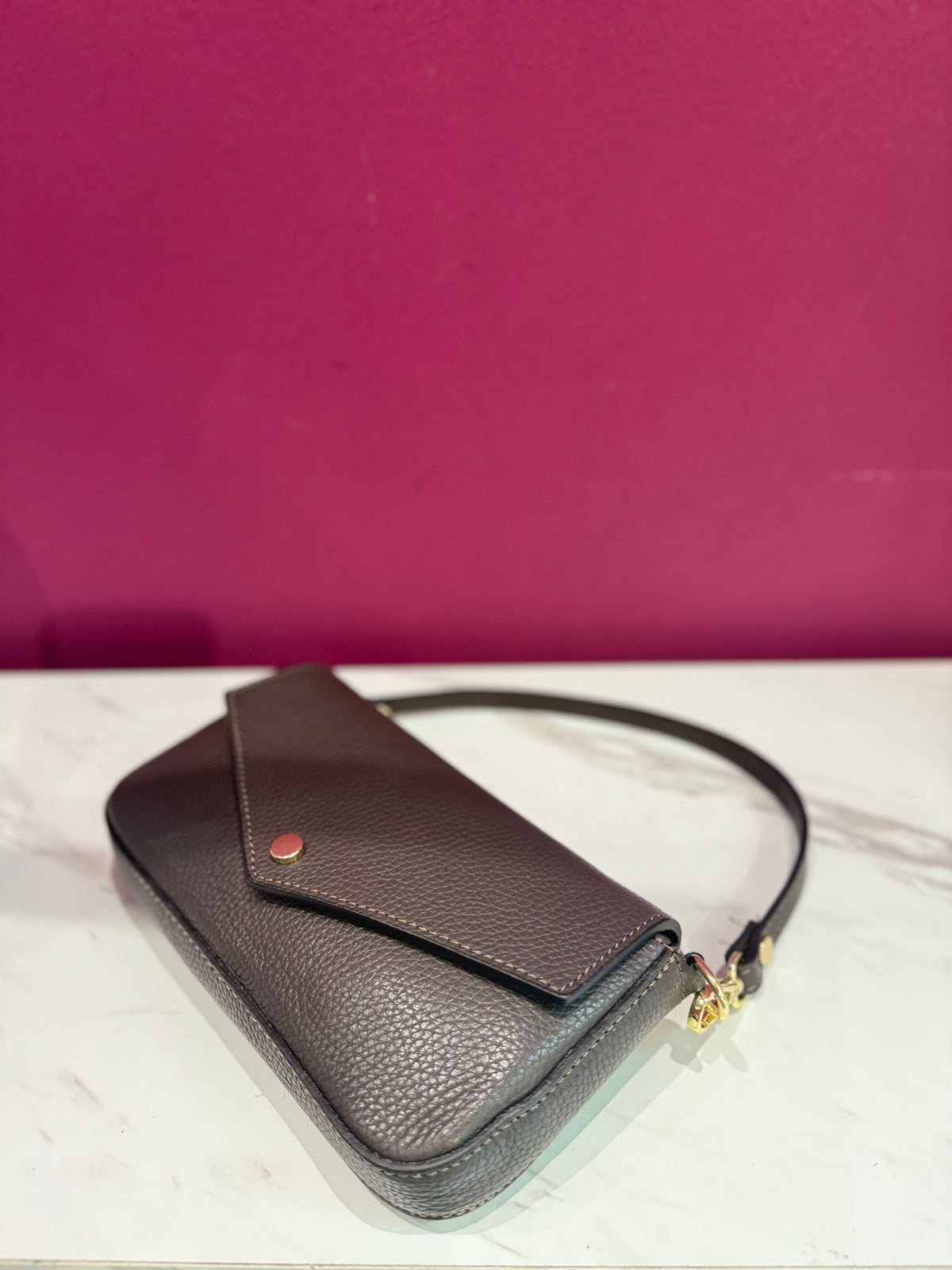 Borsa Baguette Mini Pelle Cioccolato