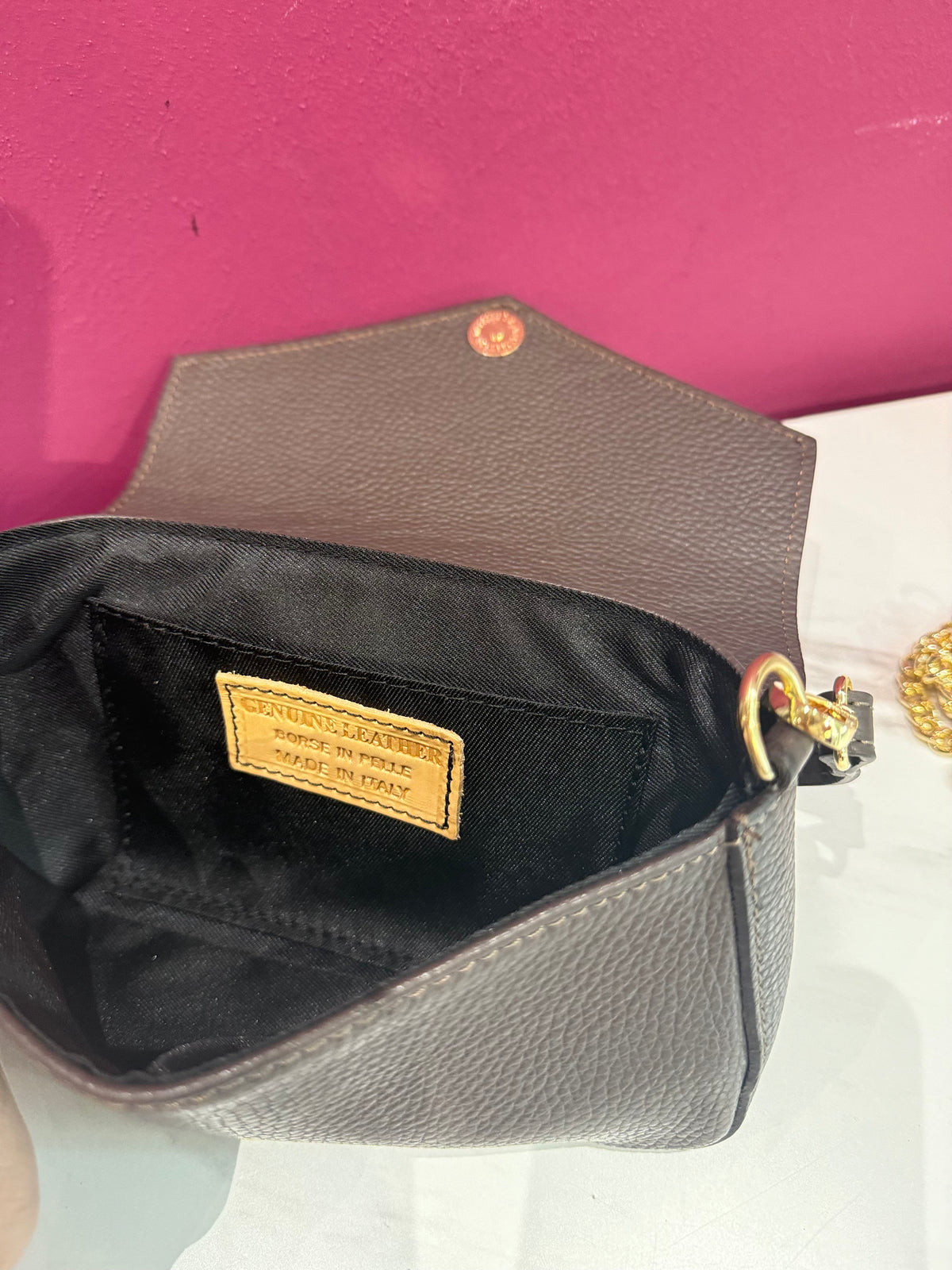Borsa Baguette Mini Pelle Cioccolato