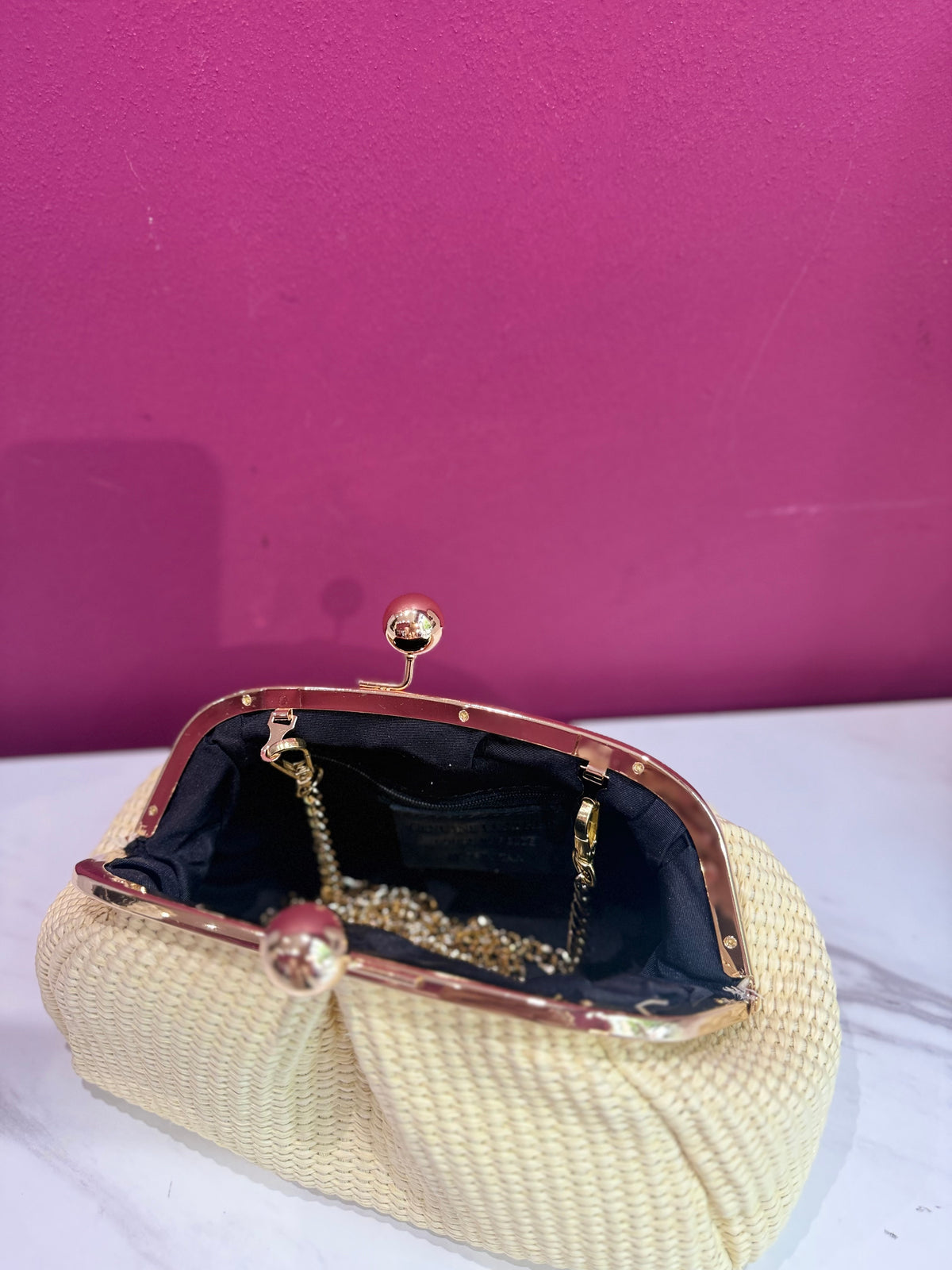 Borsa Pasticcino Raffia Naturale Avorio JUDIVA