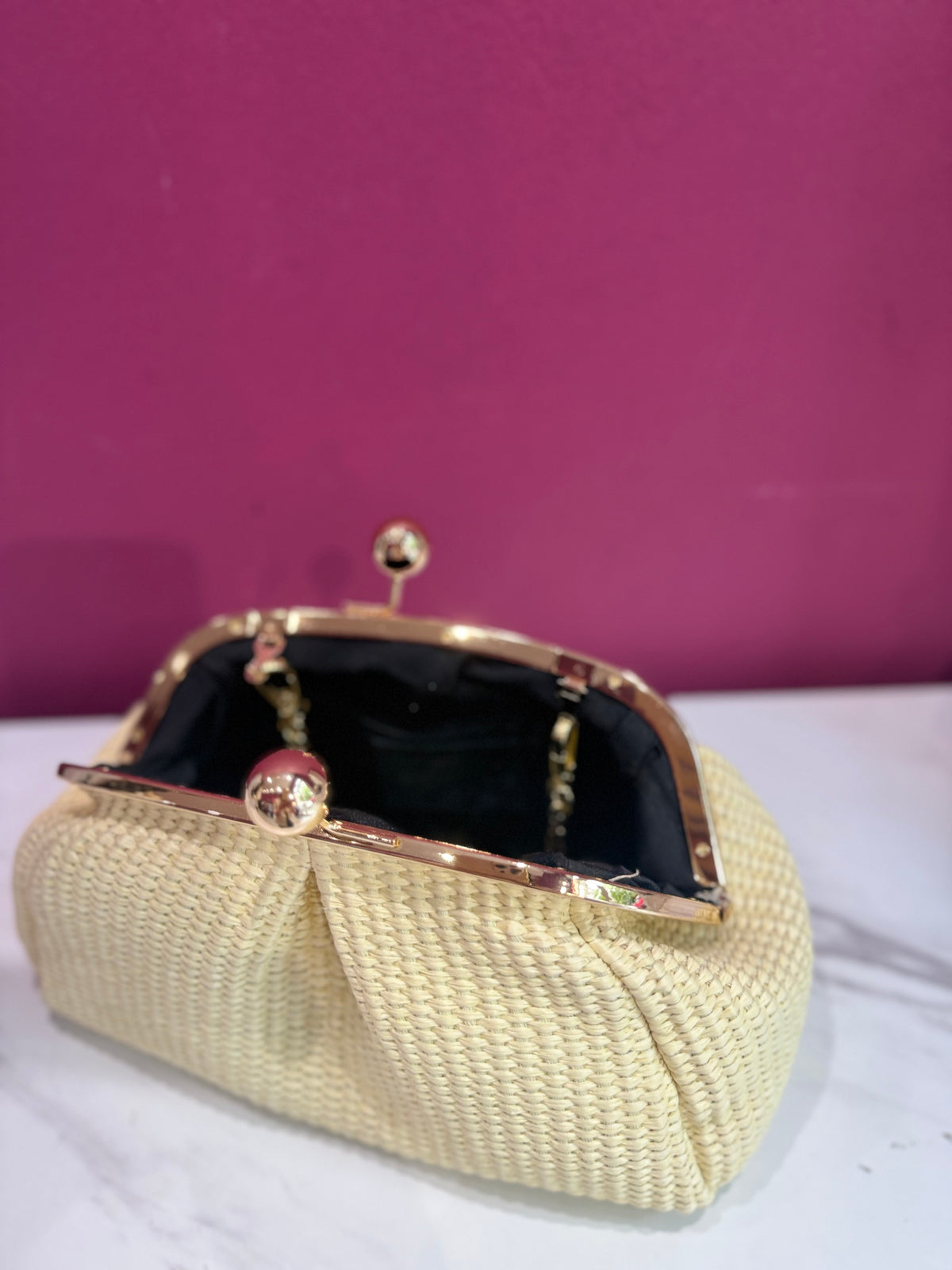 Borsa Pasticcino Raffia Naturale Avorio JUDIVA