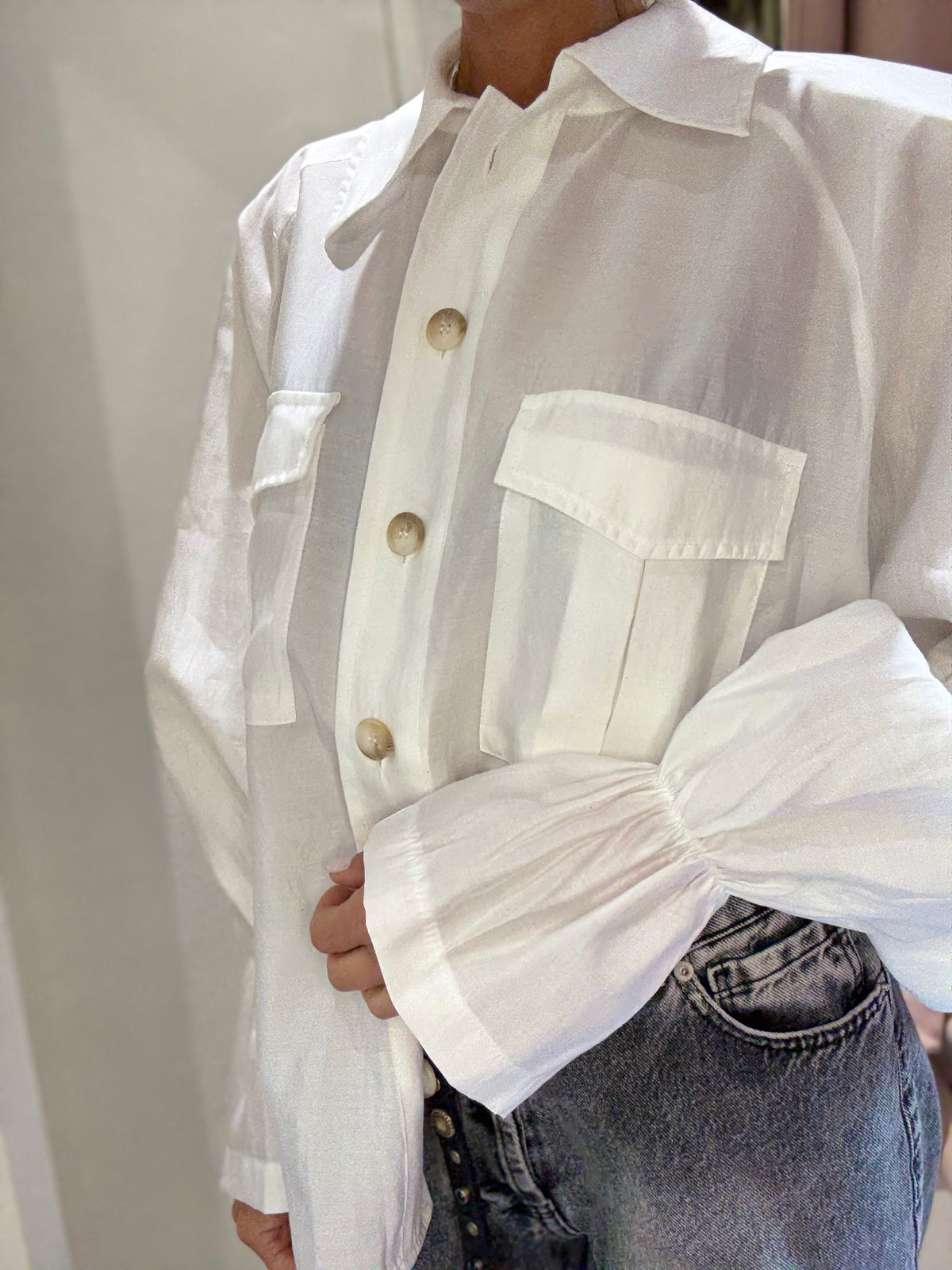 Camicia HAVEONE bianca Spalle Imbottite
